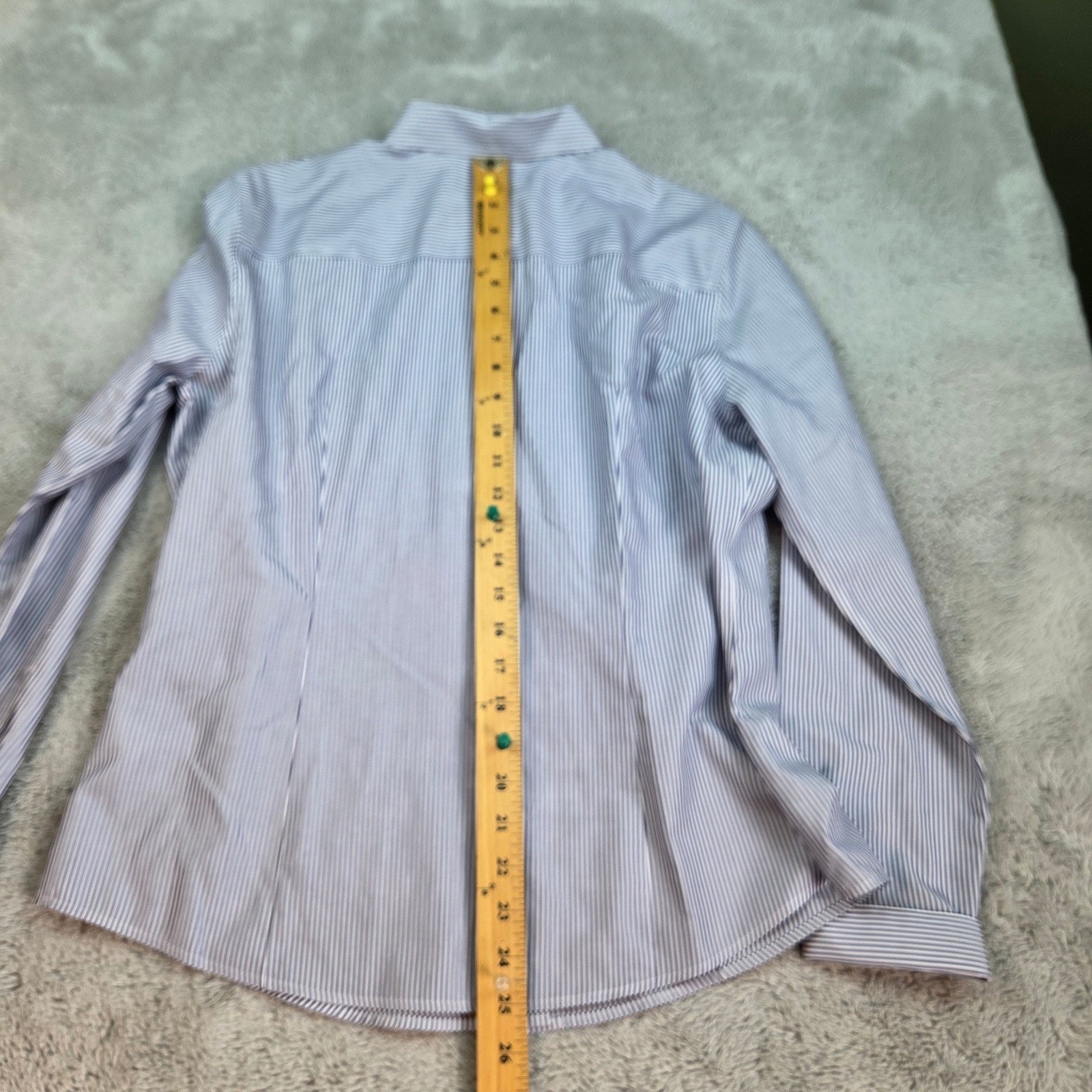 Brooks Brothers Button Down Womens 12 Fitted Non-Iron Striped Long Sleeve Blue