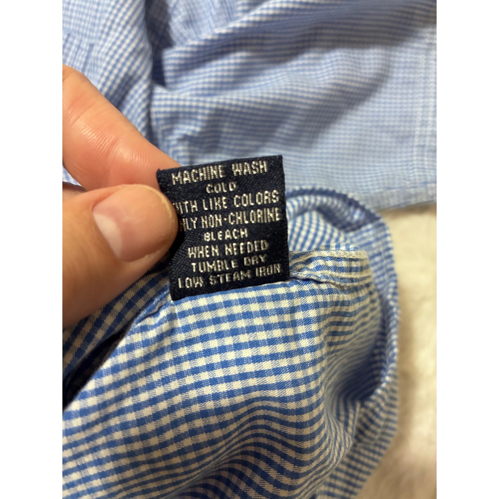 Mens Blue White Gingham Check Short Sleeve Cotton Button Down Shirt L
