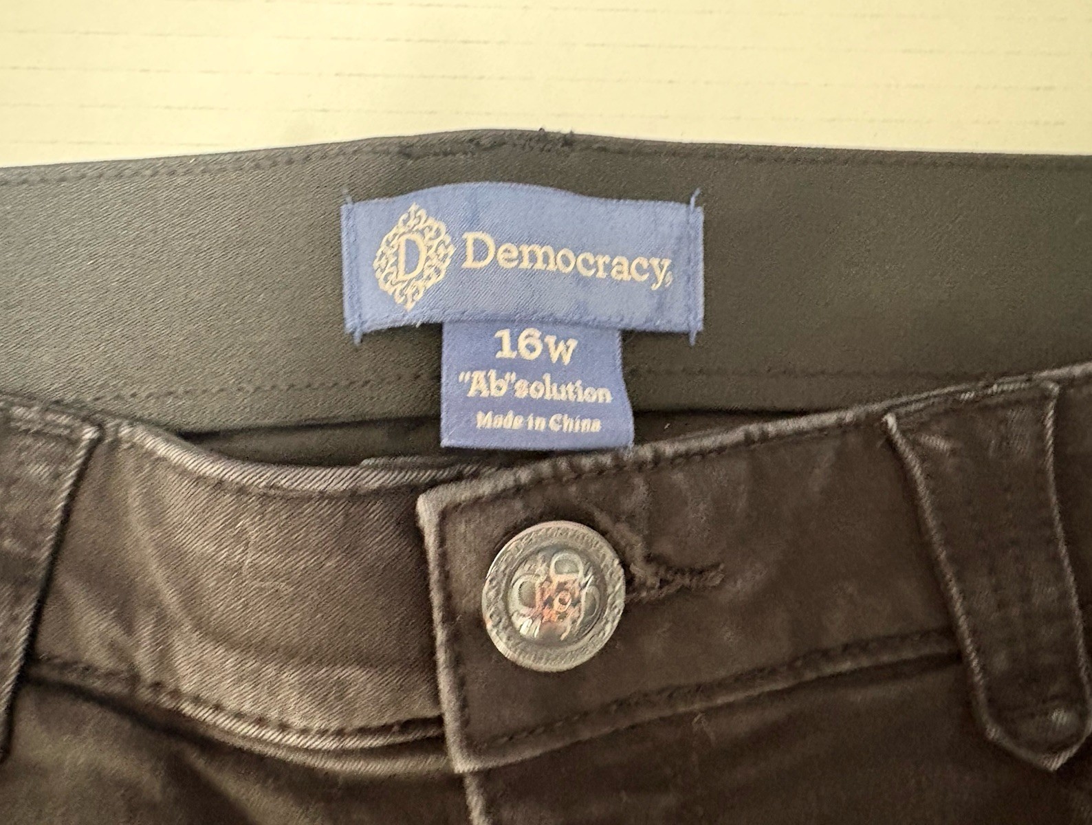 Democracy Womens Size 16W Ab Technology Black Straight Leg Jeans