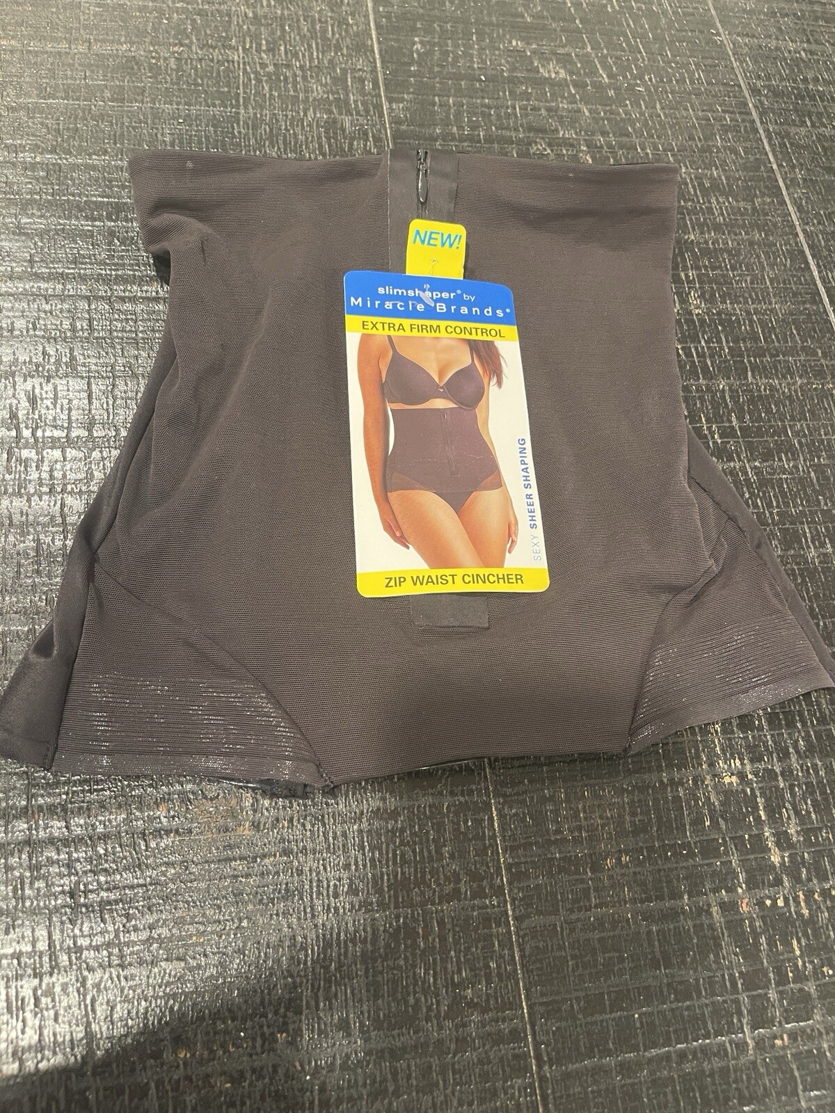 NWT SlimShaper by Miracle Brands Women’s Zip Shaping Waist Cincher Black M