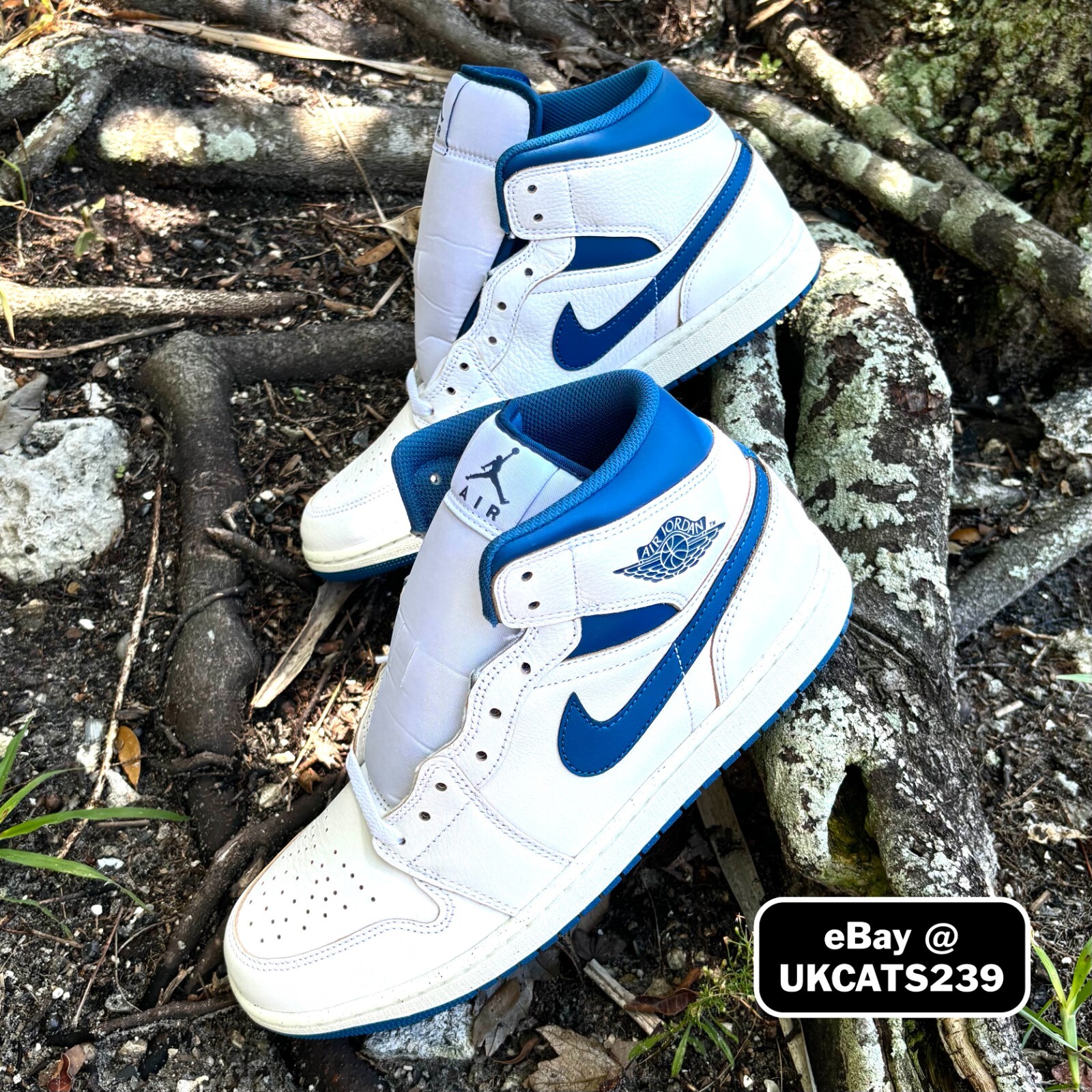 Nike Air Jordan 1 Mid SE White Industrial Blue White FN5215-141 Men’s Multi Size