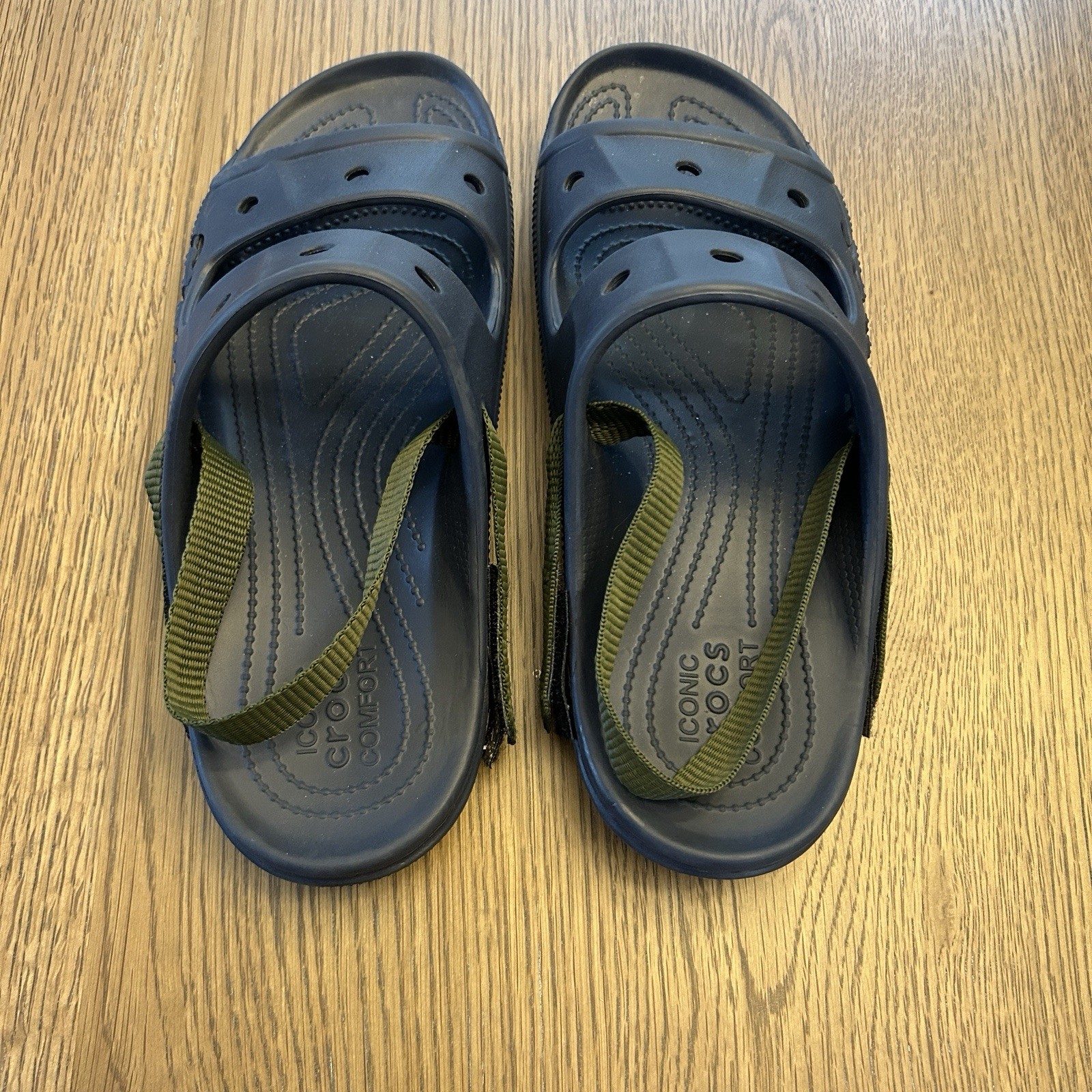 Crocs Men’s Size 12 Baya Slide Sandals Navy Blue Modified With Strap