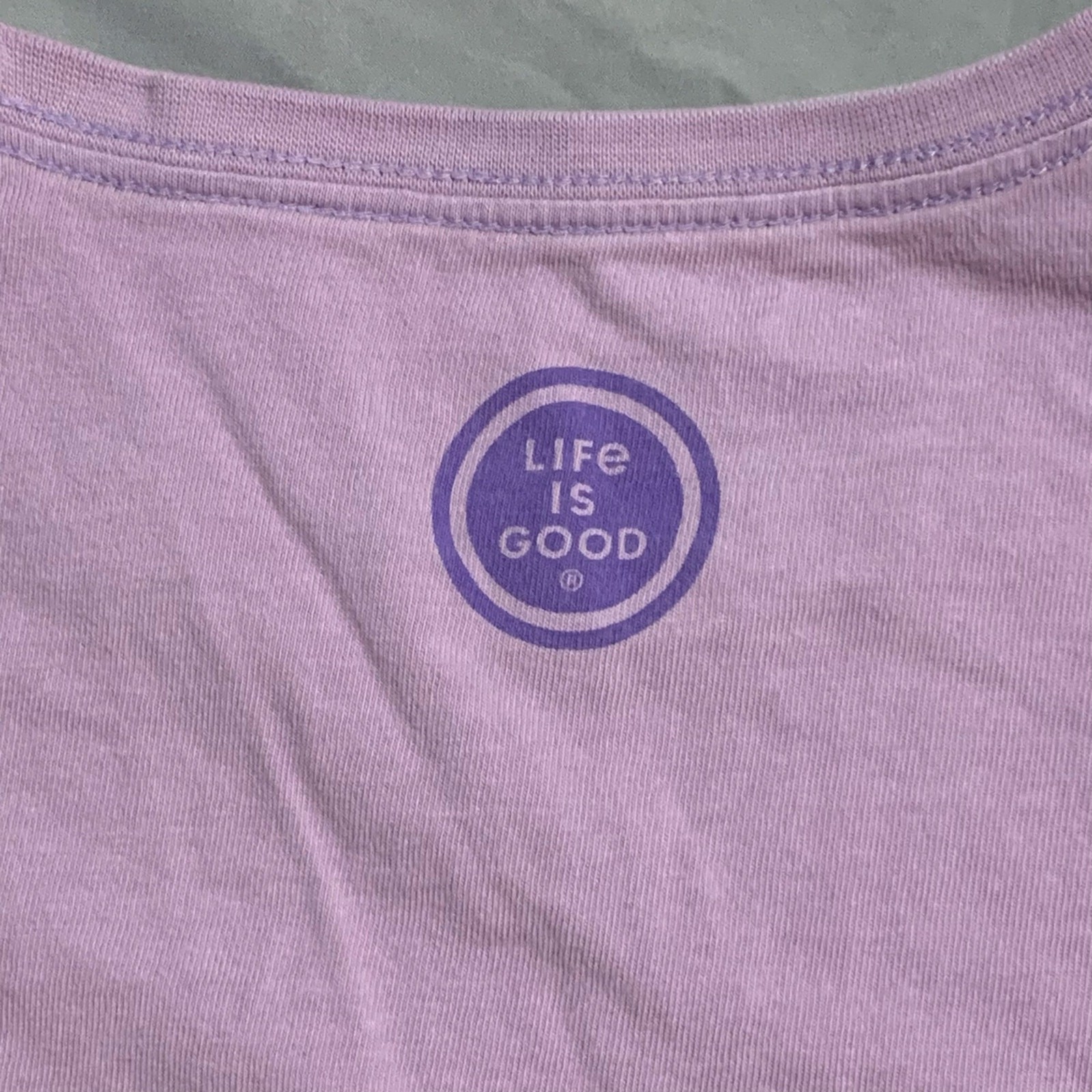 Life is Good Women’s Tee – Coffee Mug “Essential” Graphic – Lavender – Size M