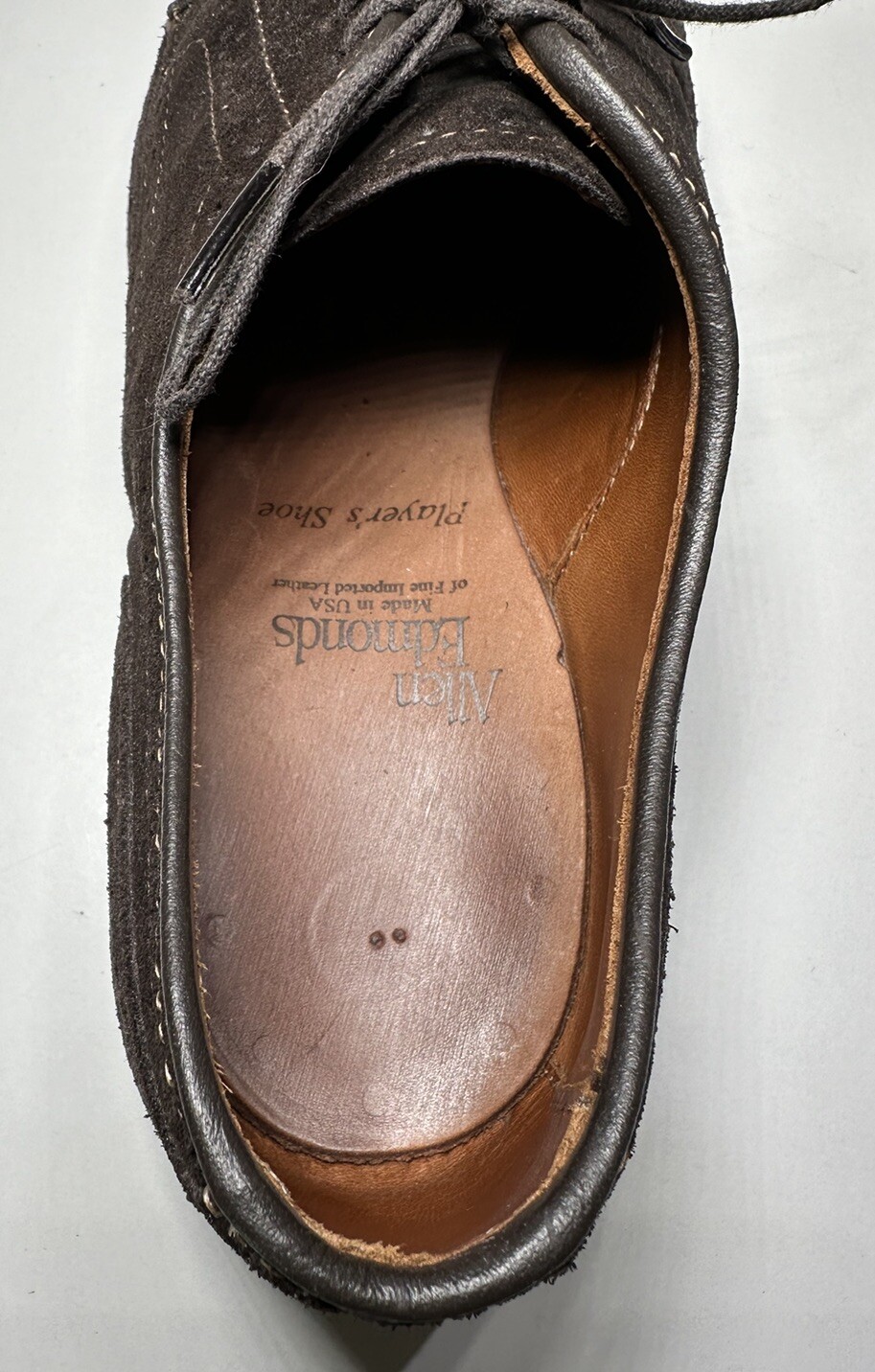Allen Edmonds Player’s Shoe Wingtip Dress Dark Brown Suede Shoes Mens Size 7D