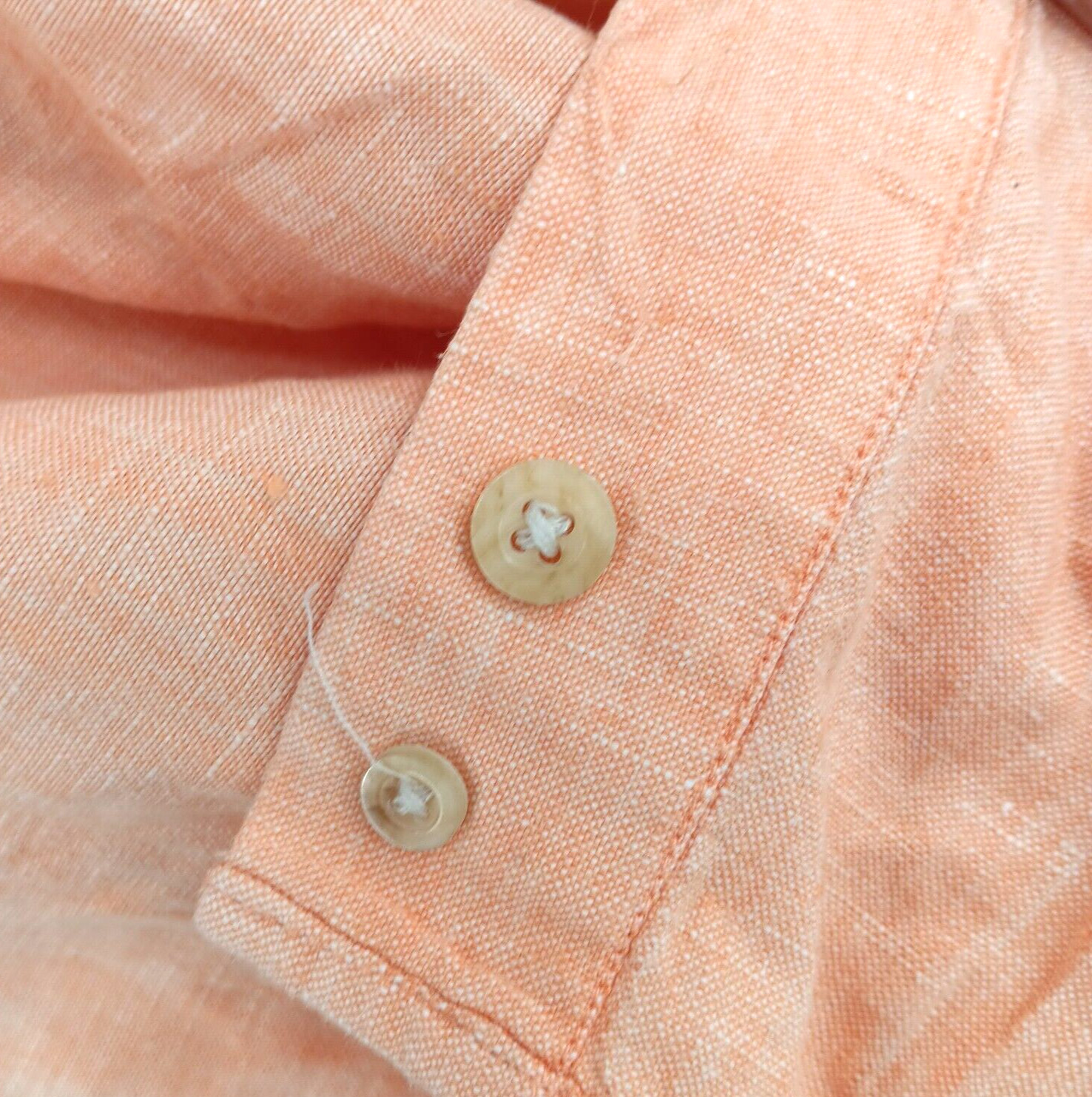 Bowen & Wright Shirt Mens Medium Orange 100% Linen Button Up Long Sleeve Casual