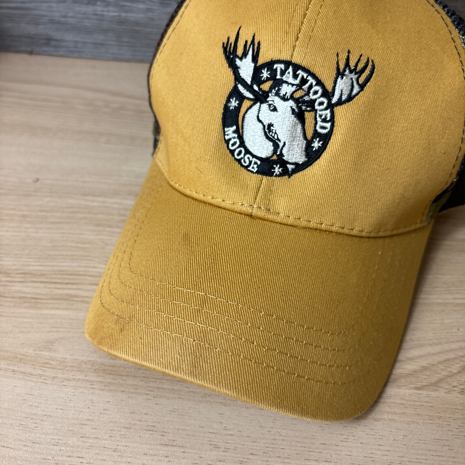 Tattooed Moose Hat Cap Strap Back Black Yellow One Size Adjustable