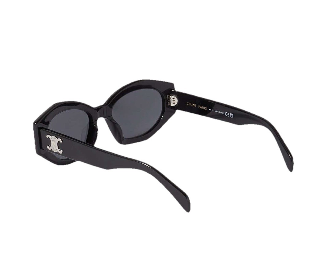 Celine CL40238U 01A Triomphe Oval Women Sunglasses Black Silver Grey AUTHENTIC