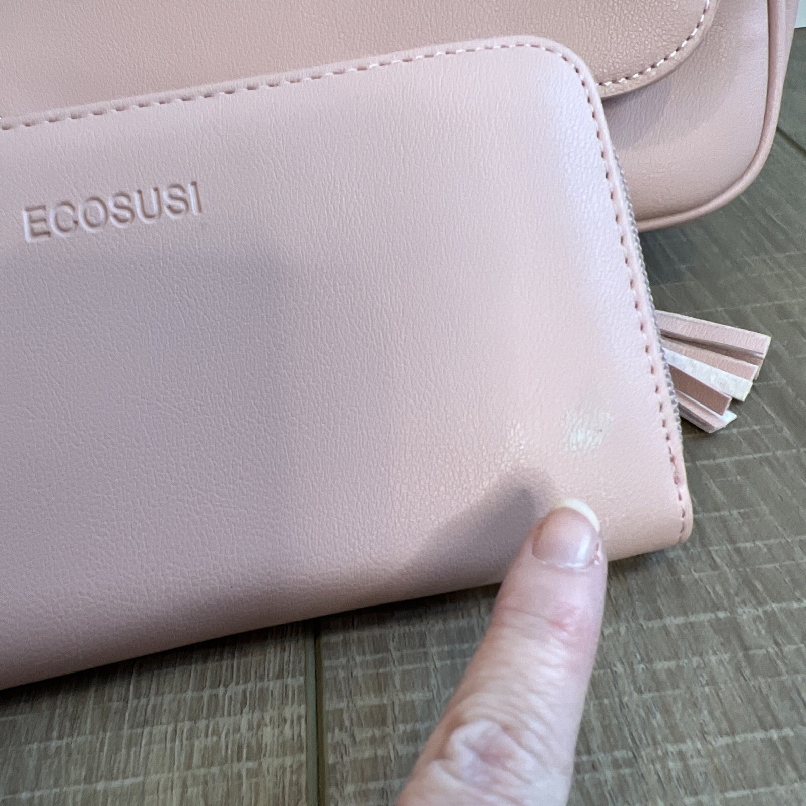 Ecosusi Small Mini Backpack NWT Pink w Wallet Adjustable Bow Tassel PU Leather
