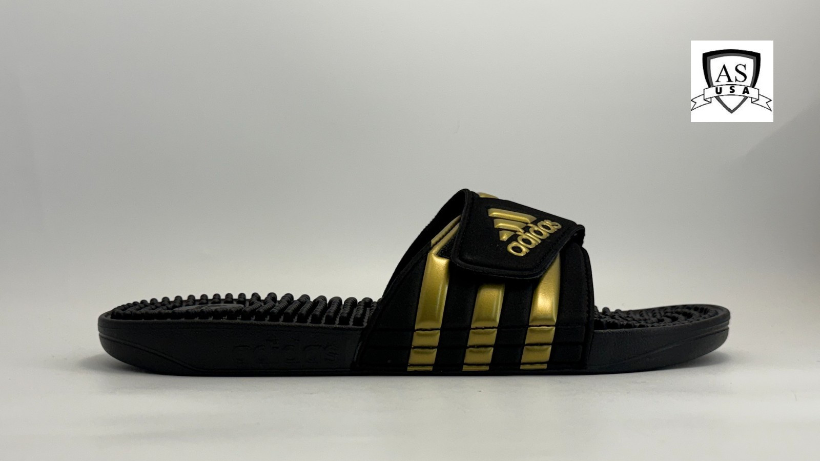 adidas Adissage Black / Gold Men’s Size 6, 7, 8, 10 Casual Slides EG6517