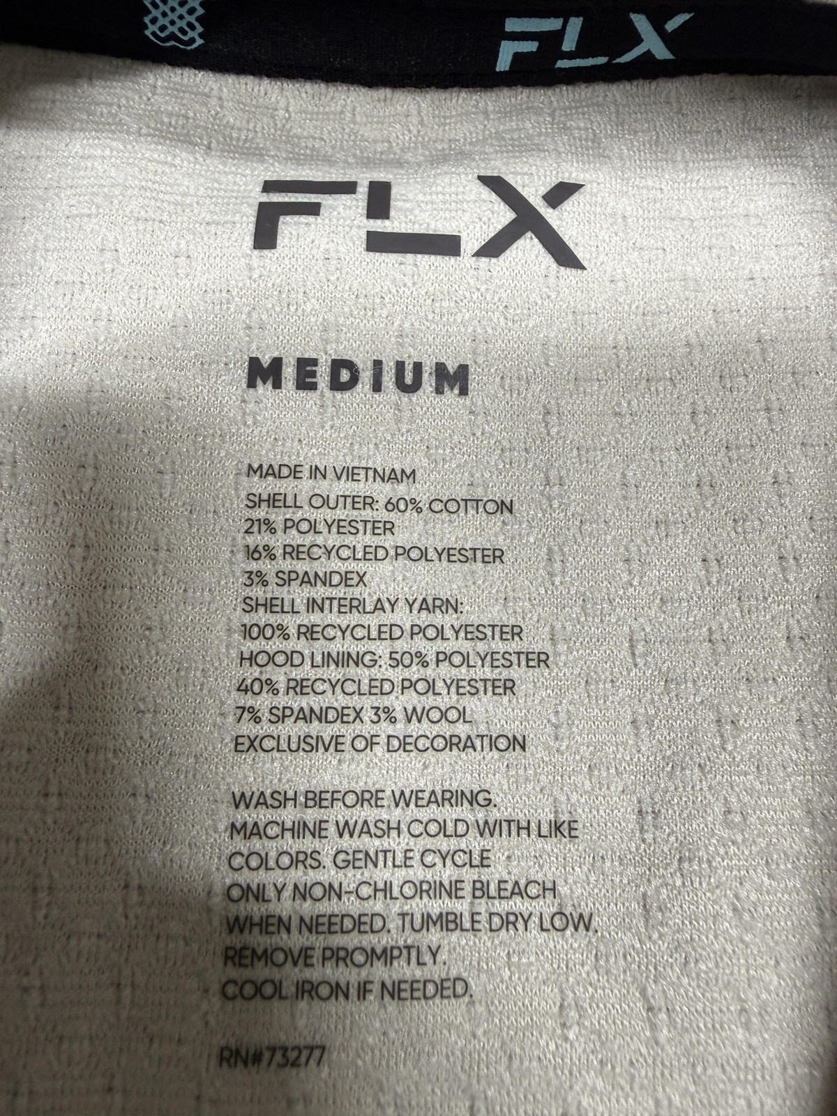 NWT FLX Premium Hoodie Mens Medium White Stretch Pullover Zip Pockets Sahara WND