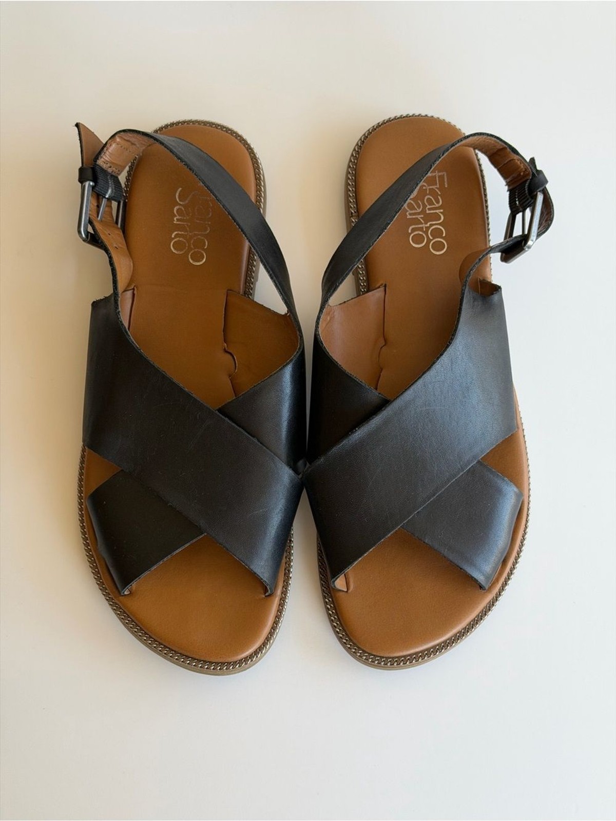 Franco Sarto Black Crisscross Slingback Sandals