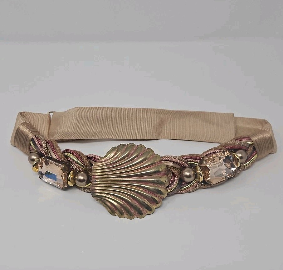 Carolyn Tanner Waist Belt 28 30 32 34 Designs Inc Rope Scallop Seashell Peach