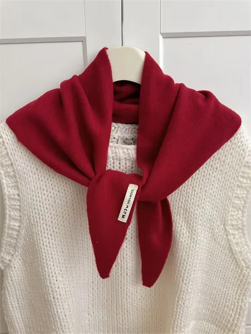 British Korean Triangle Scarf Niche Wool Triangular Scarf Women Headscarf Knitte