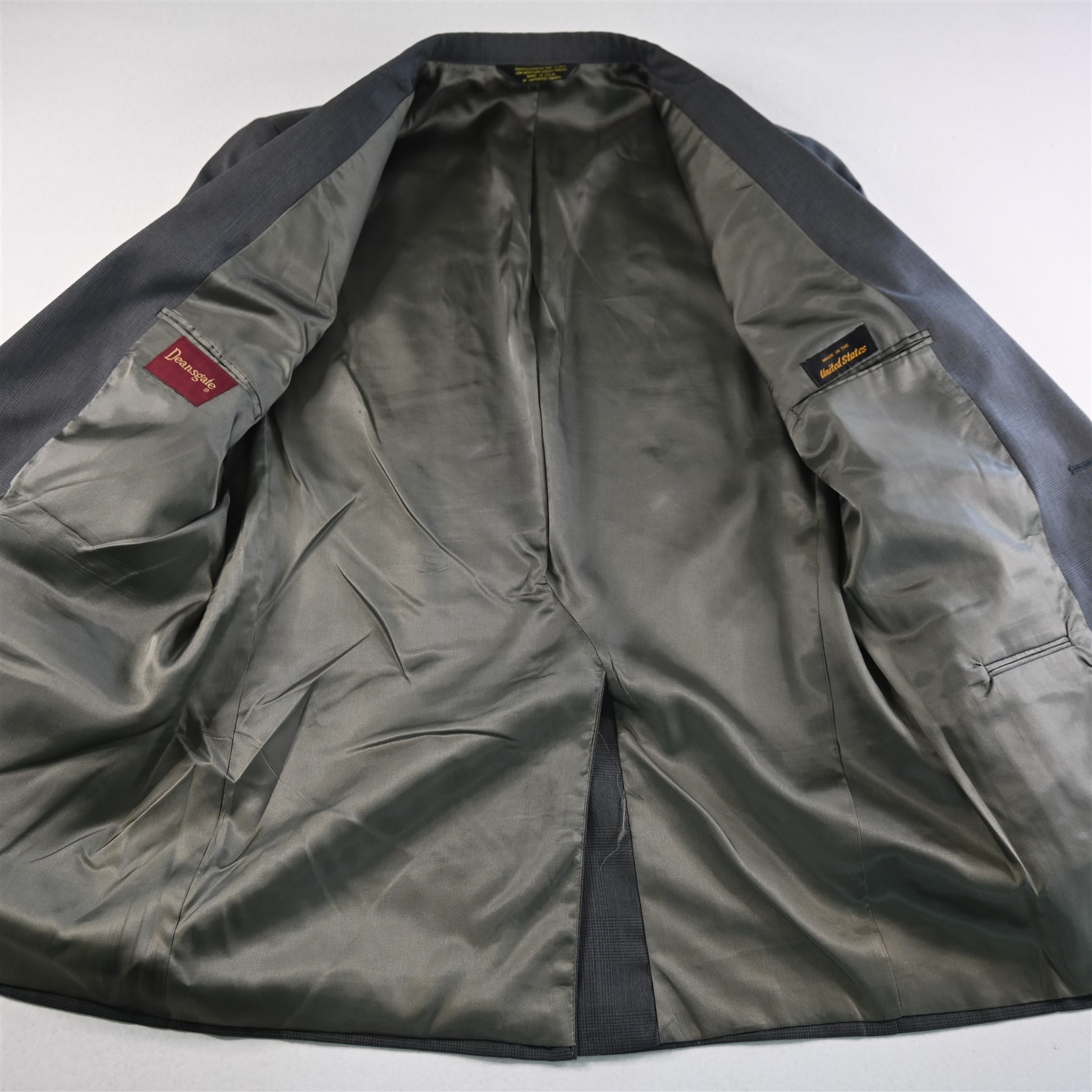 Vtg Deansgate 42L 36×32 Gray Glenn Check USA Made Wool Mens Jacket Pants Suit