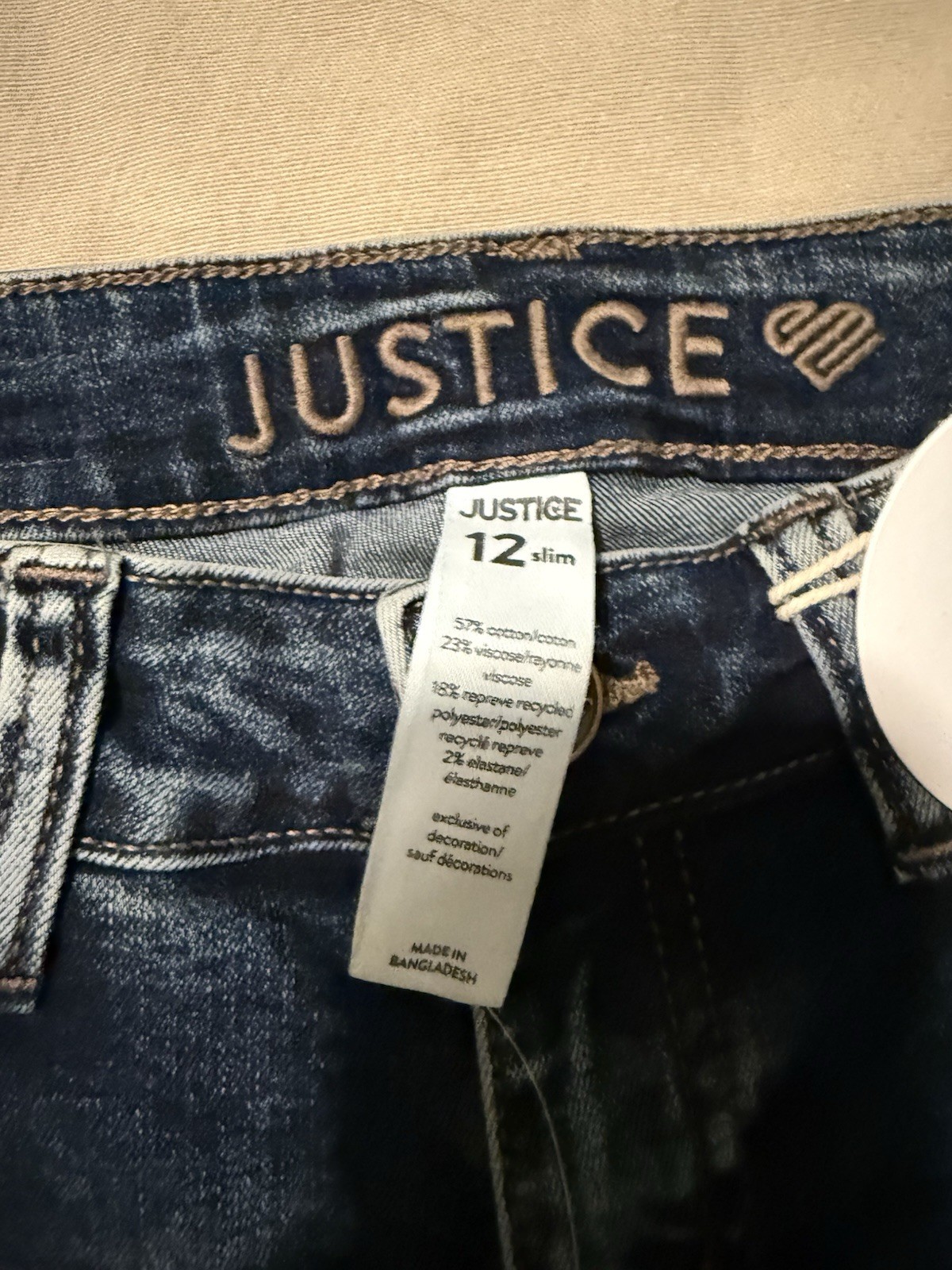 Justice NWT Girlfriend Soft Stretchy Blue Jeans Girls Sz 12 Slim