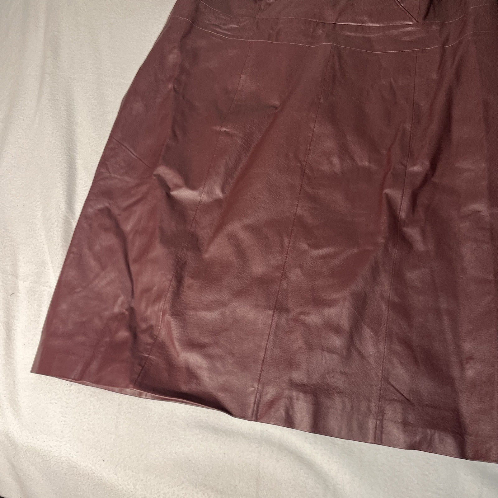 Jessica London Leather Burgundy Sheath Dress V-Neck Short Sleeve Size 16