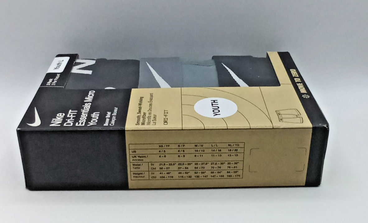Nike Dri-FIT Essentials Micro Youth Boxer Briefs 3pk L Black Gray New