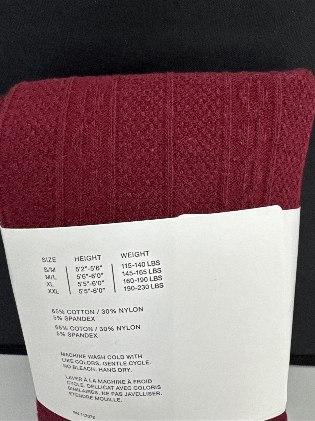 Anne Klein Sweater Knit Tights – Cotton Blend – Size Small/Medium – Wine – New