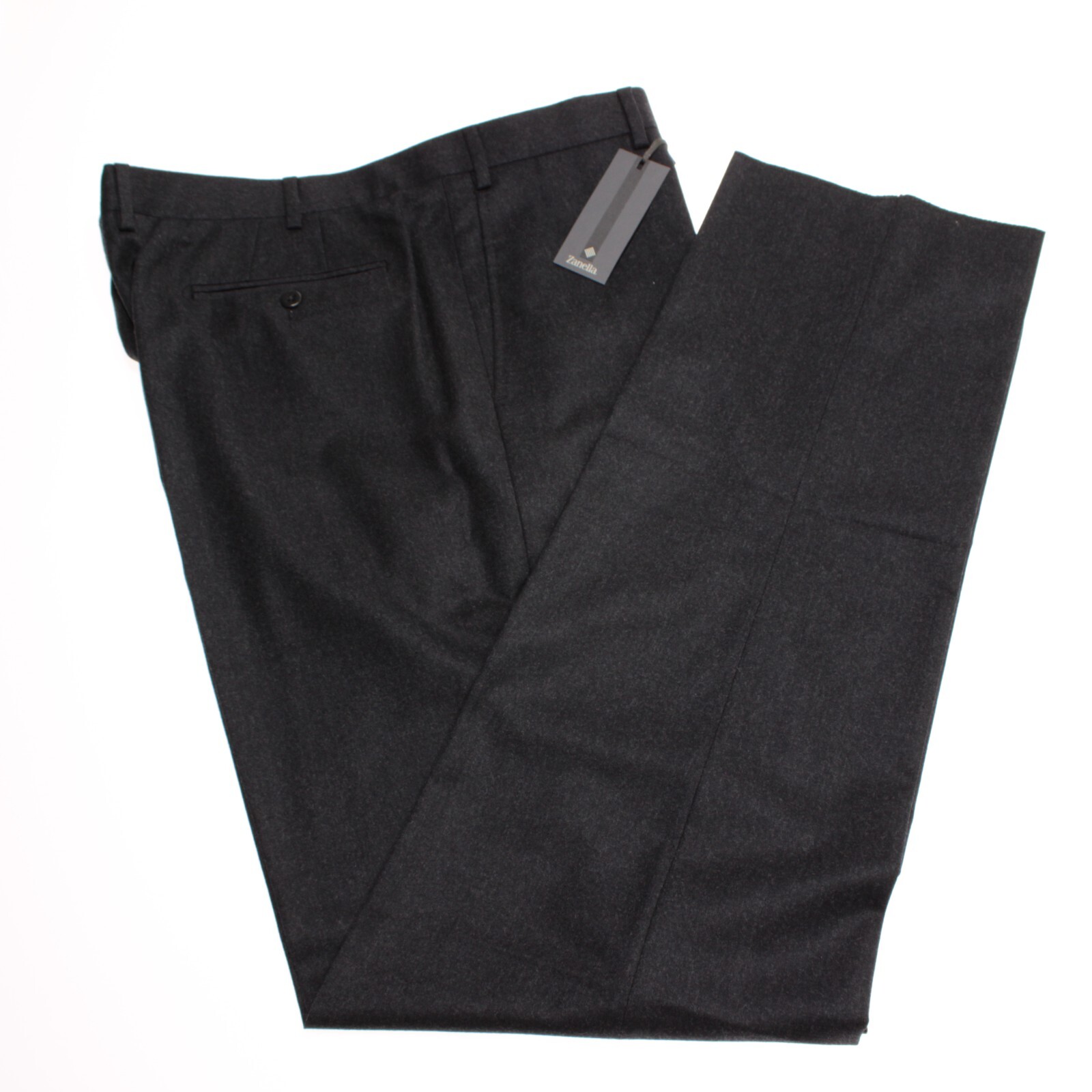 Zanella NWD Dress Pants Size 42 US Devon In Solid Gray 100% Wool