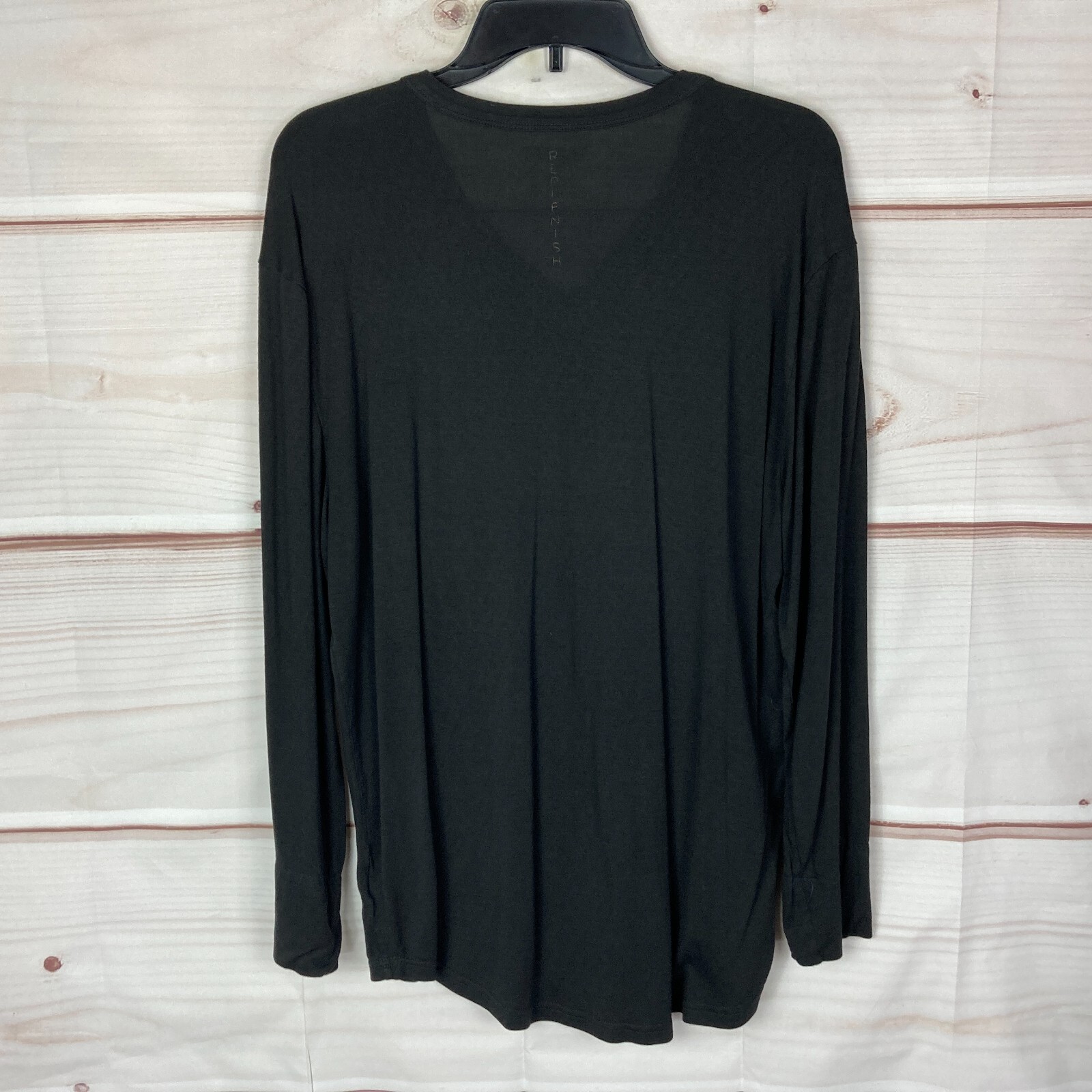 Copper Fit Top Womens Small Black Long Sleeve T-Shirt Modal Knit Solid V-Neck