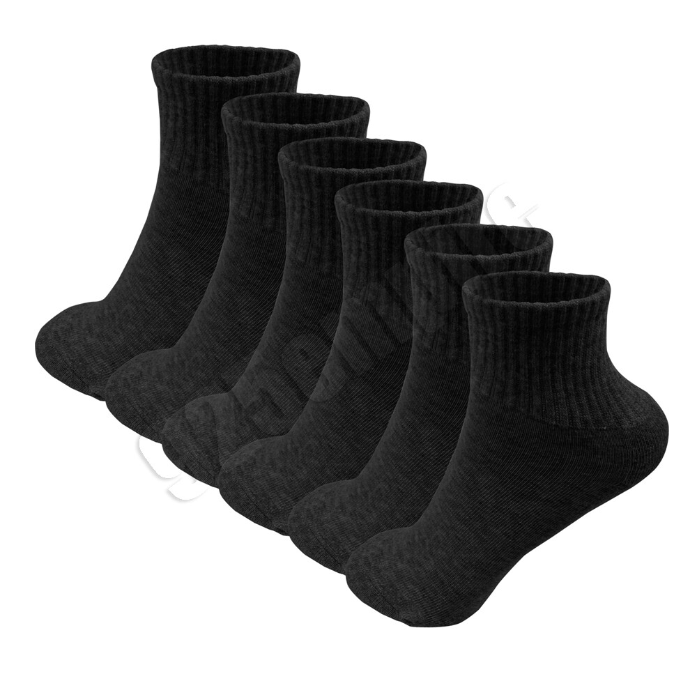 6 Pairs Men’s Quarter Ankle Socks w/Cushion Athletic Cotton Size 9-11,10-13