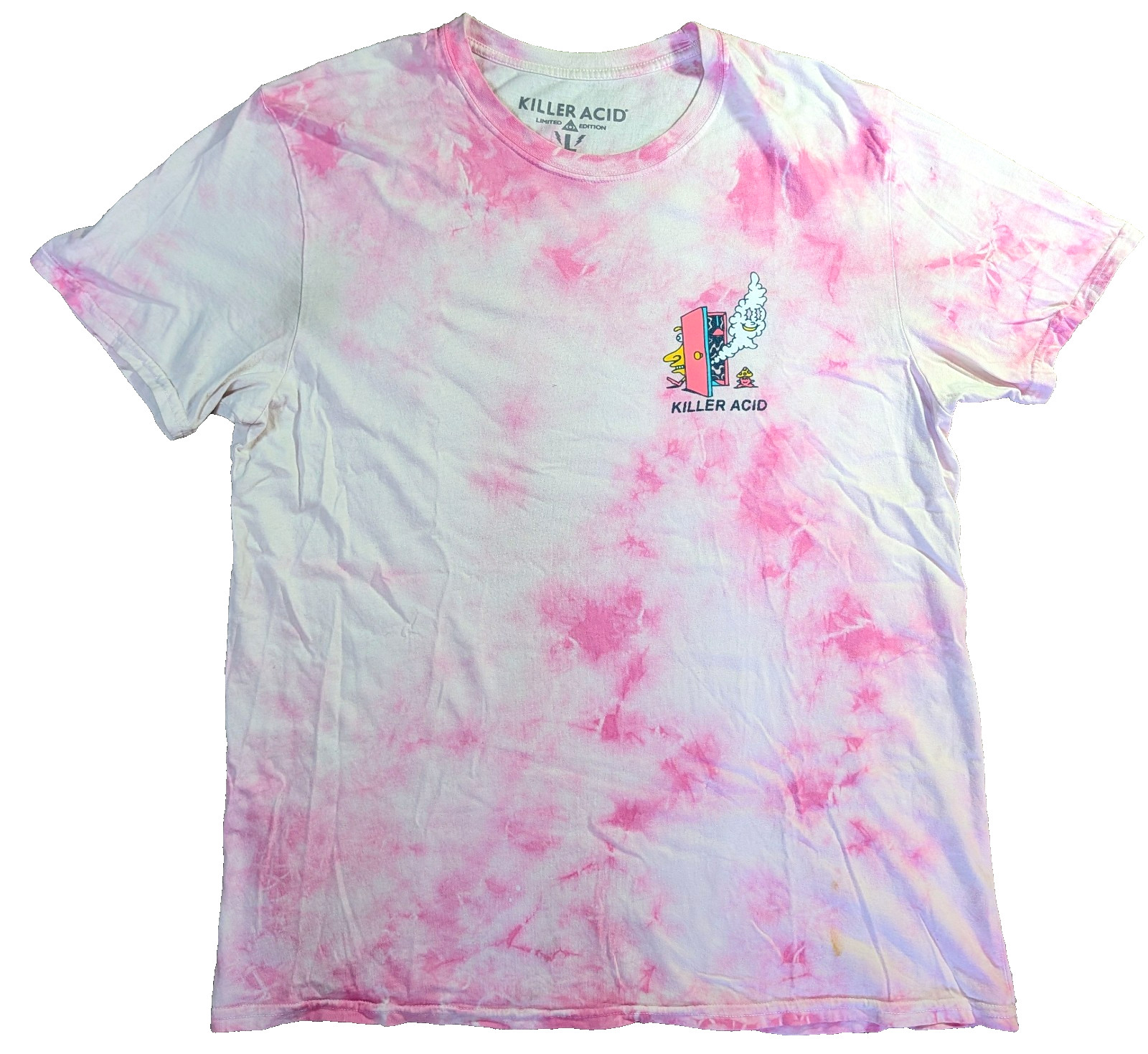 Killer Acid Limited Edition Pink Tie Dye Graphic Art T Shirt Large Psychedelic