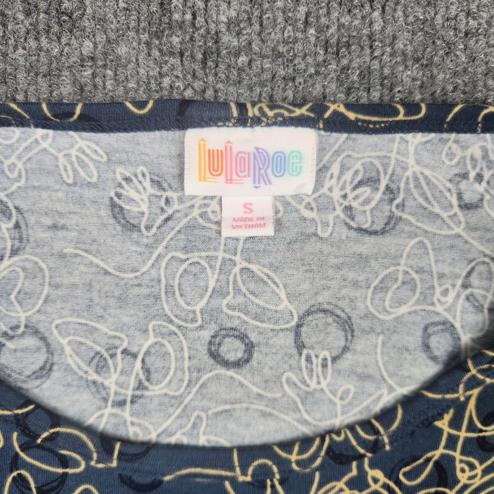 LuLaRoe Disney Irma Tunic Top Small NWT Mickey Minnie Mouse Navy Blue Yellow