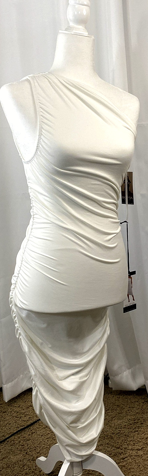 Sofia Vergara Off The Shoulder White Rouched Body Fitted Dress White XS/O-2