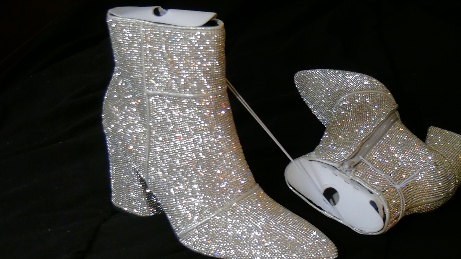 A New Day Cailin Womens Rhinestone Wide Width Ankle Boots Silver Size 7W