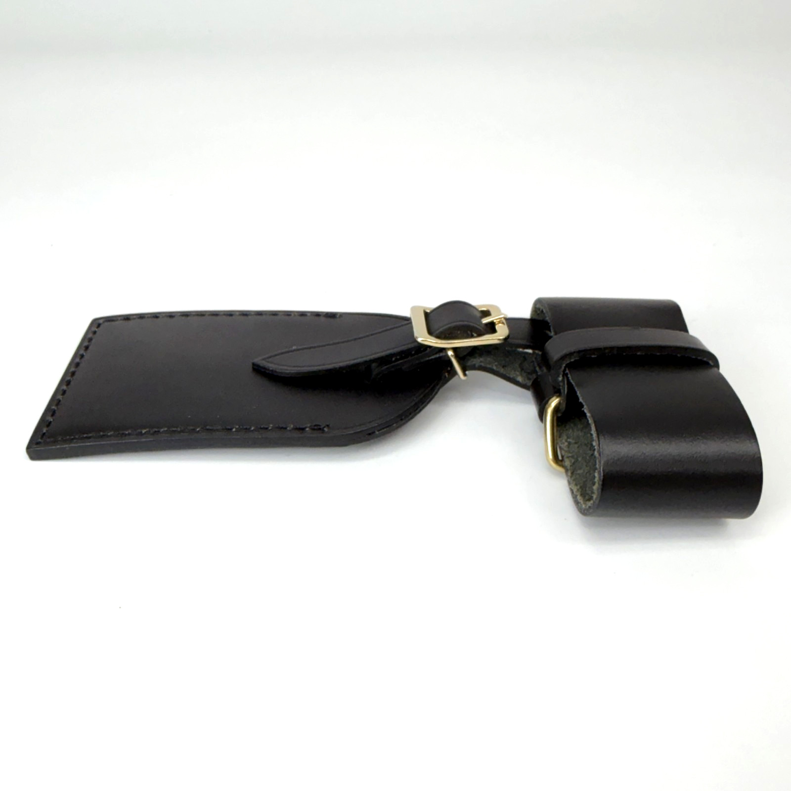 Authentic Louis Vuitton Black Leather Luggage Name Tag & Poignet Set Used Japan