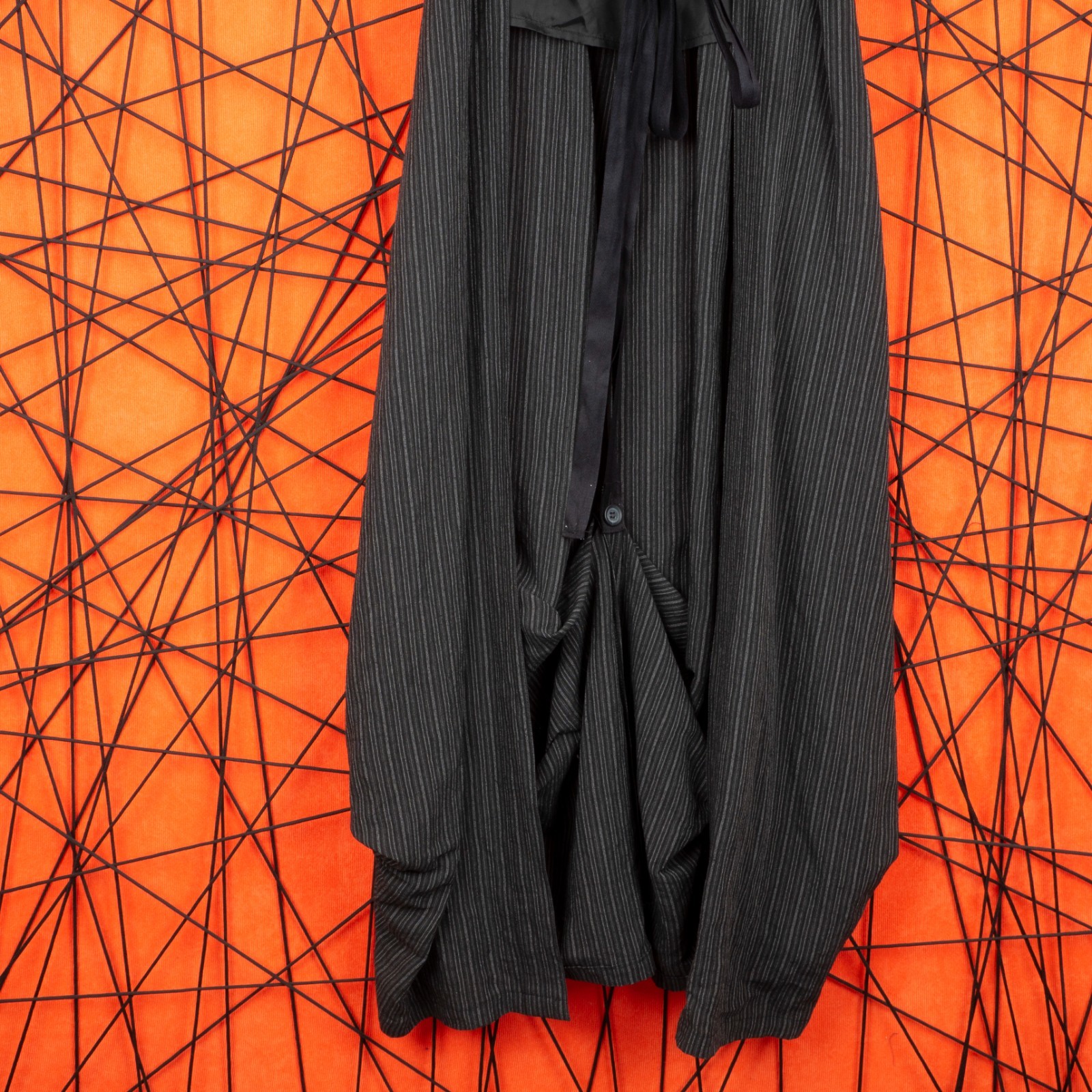 Ann Demeulemeester Gray Pinstripe Deconstructed Trench Vest Dress Cardigan 38 M