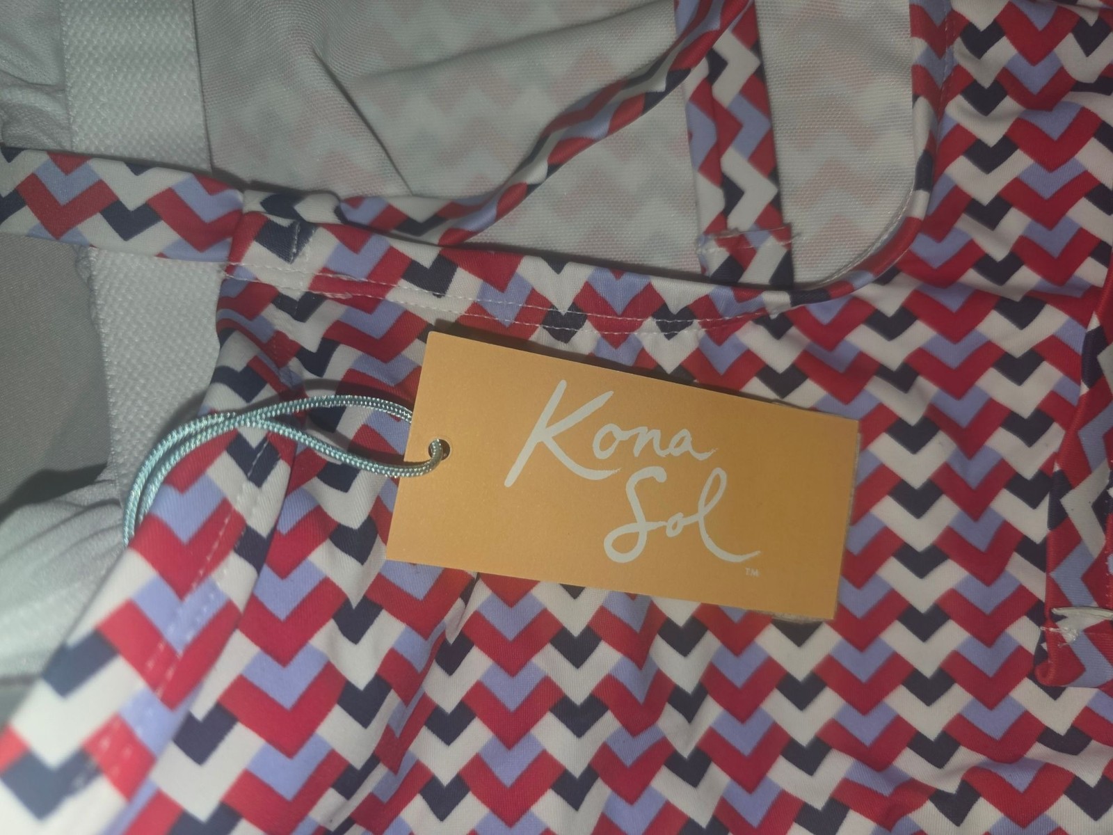 Kona Sol Womens Chevron One-Piece Swimsuit With Adjustable Straps & Padded Cups