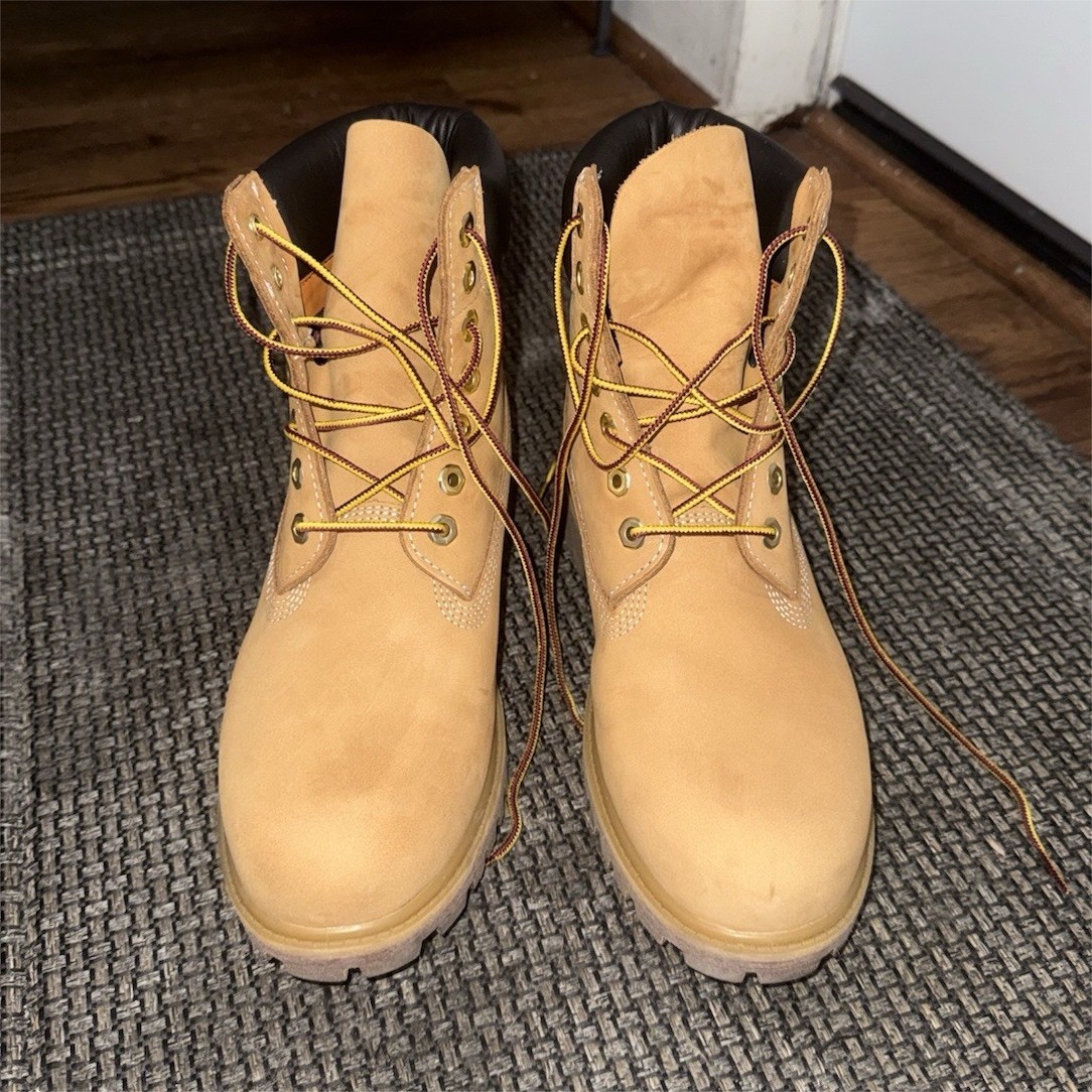 Timberland Men’s Beige Nubuck Lace-Up Ankle Work Boots Rubber Sole 8.5