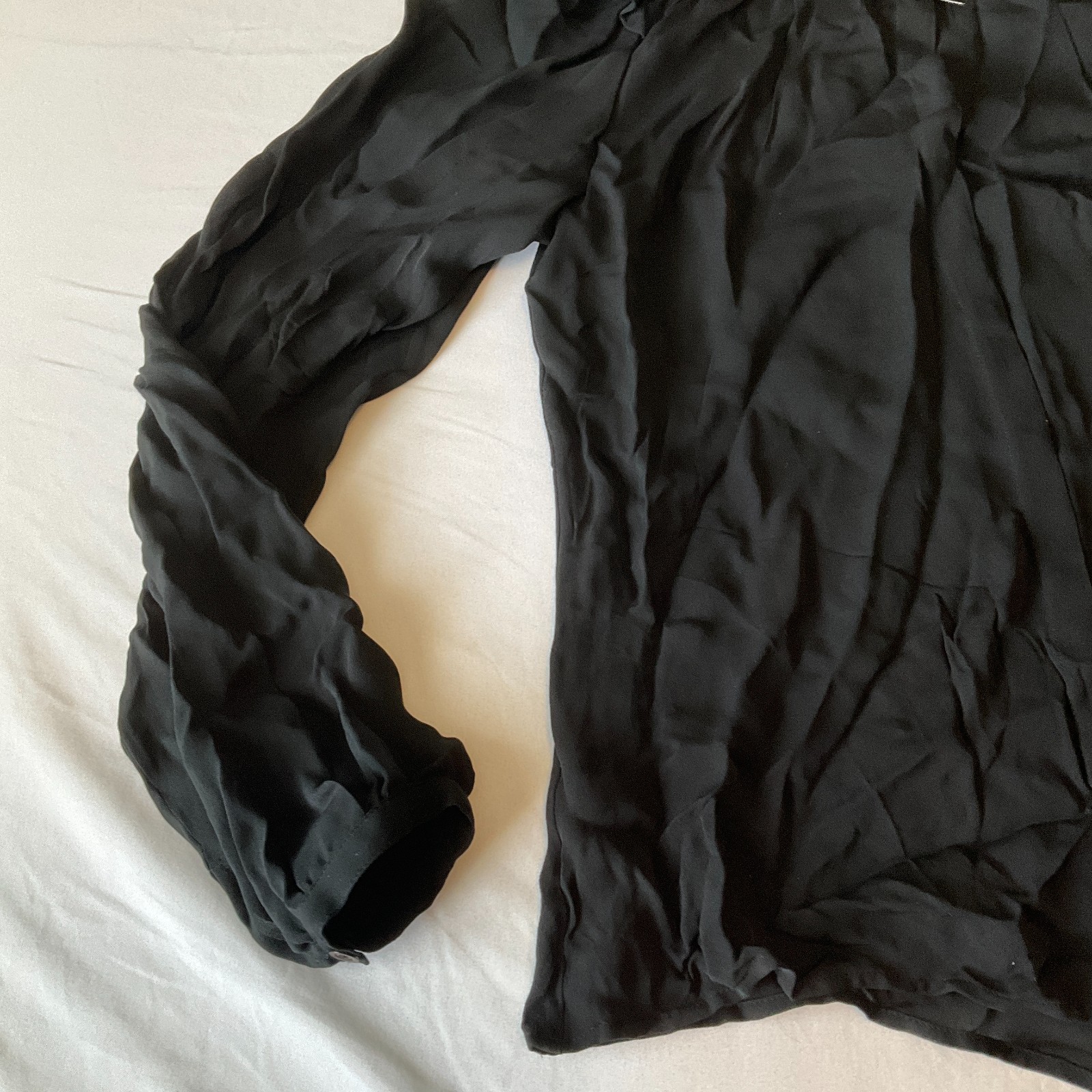 Robert Rodriguez Silk Blouse Top Womens Size 8 Black Long Sleeve Button Front