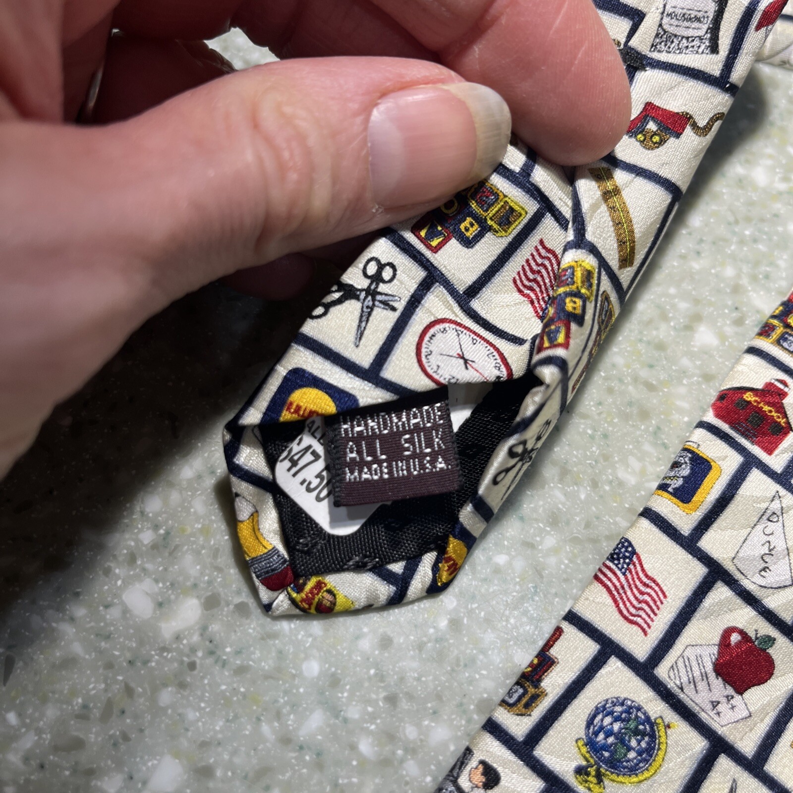 SCHOOL DAYS Design Silk 60″ Men’s Novelty Neck Tie made in USA Museum Artifacts