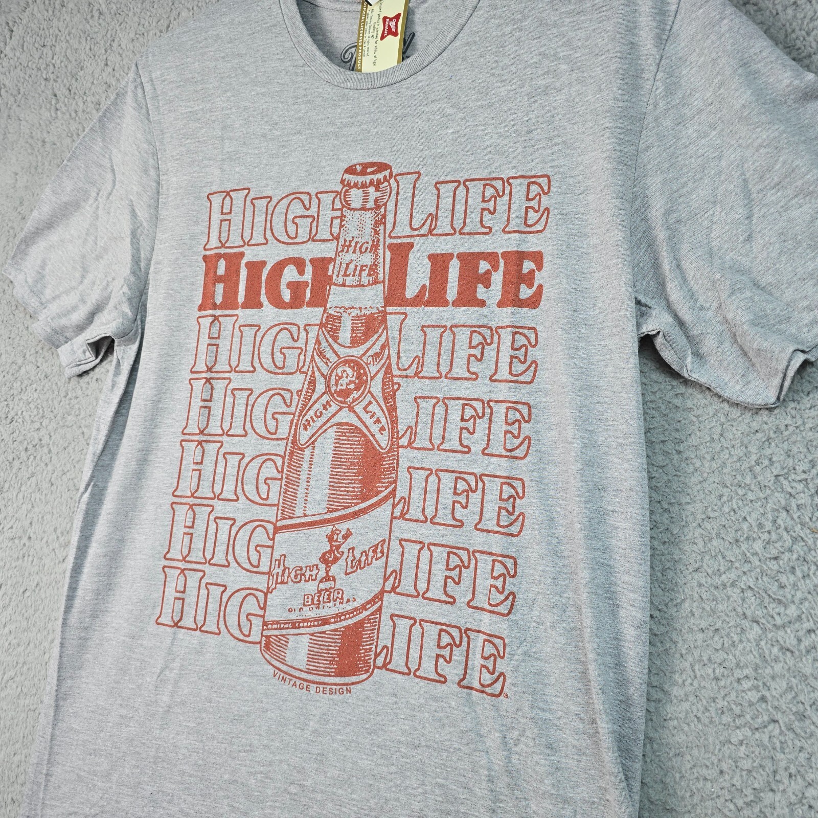 MILLER HIGHLIFE BEER Shirt Mens Medium Gray Casual BREWING Lager Party Bar NWT