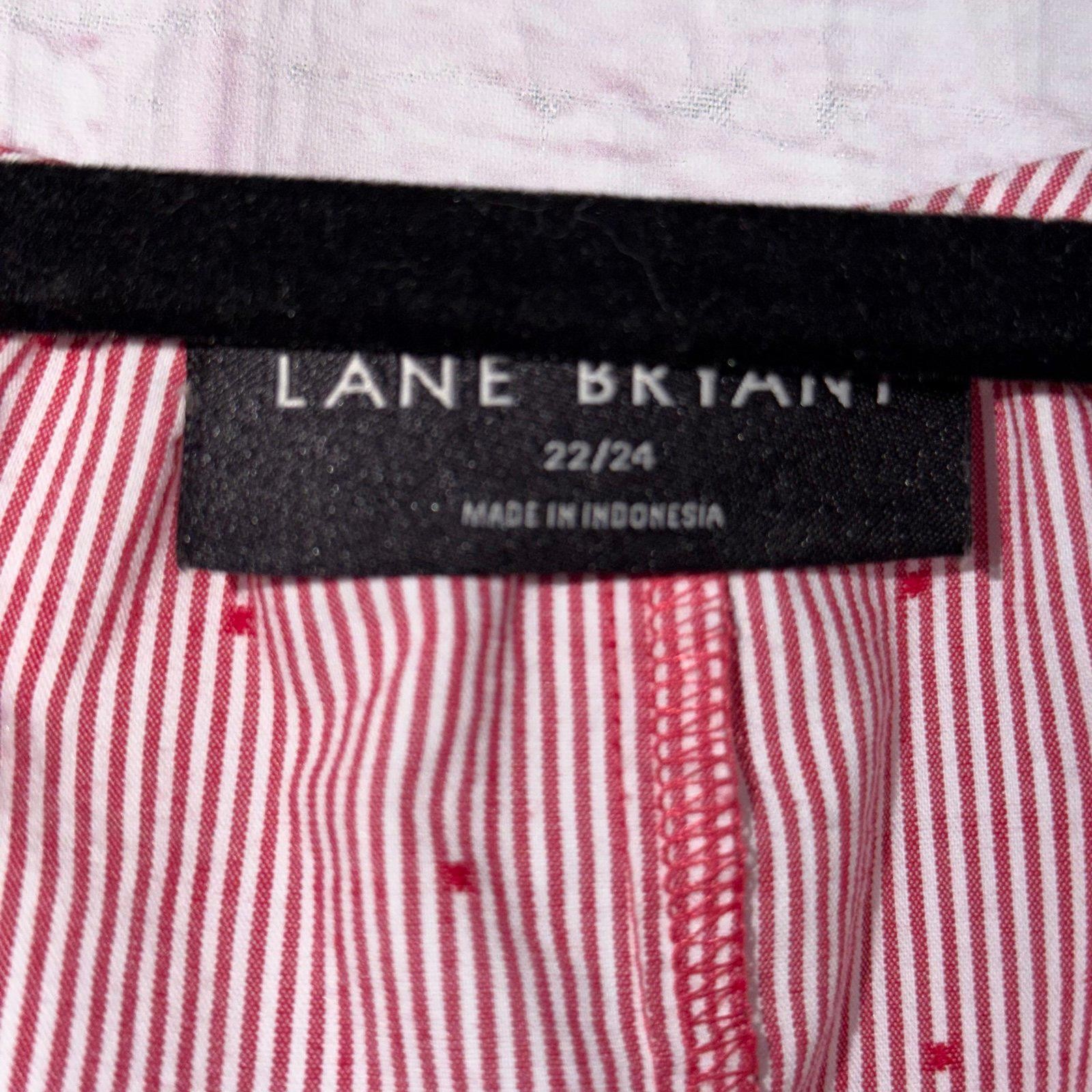Lane Bryant Plus Size 22-/24 Red Striped Blouse with Tassels