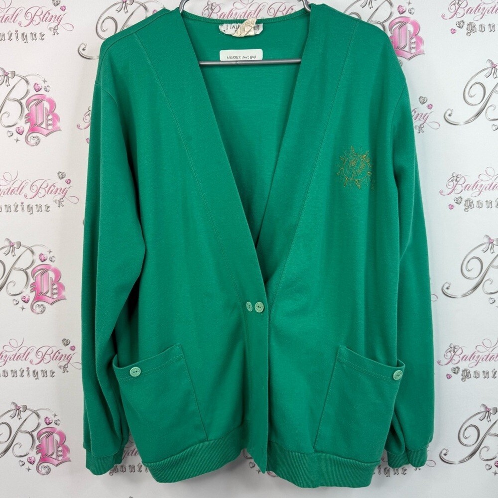Tall girl cardigan sun embroidered sweater Elegant Green Women’s Cardigan