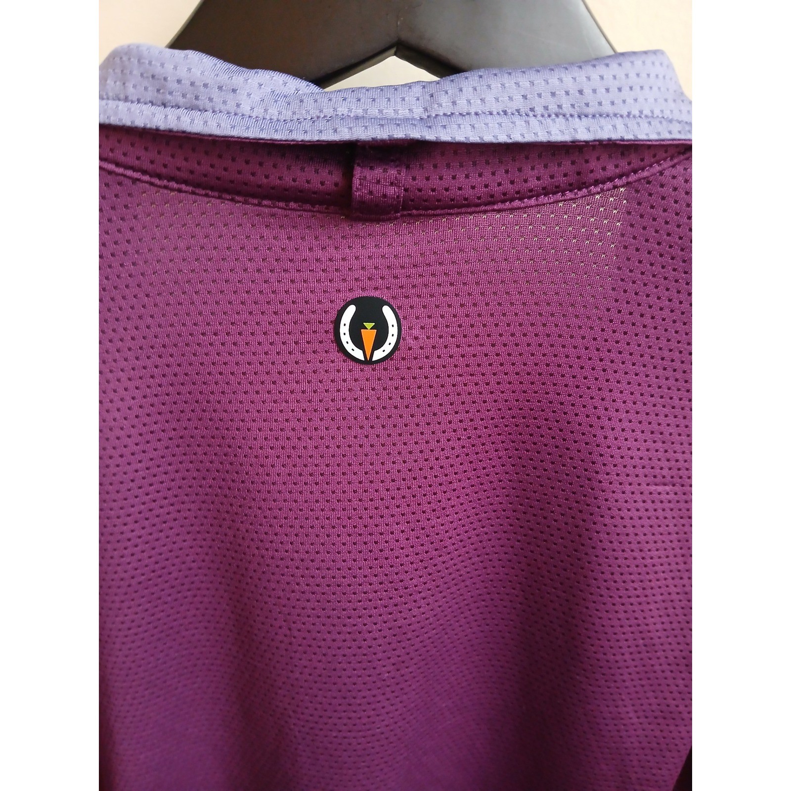 Kerrits Kids Purple Horse Print Quarter Zip Long Sleeve Riding Shirt Size L