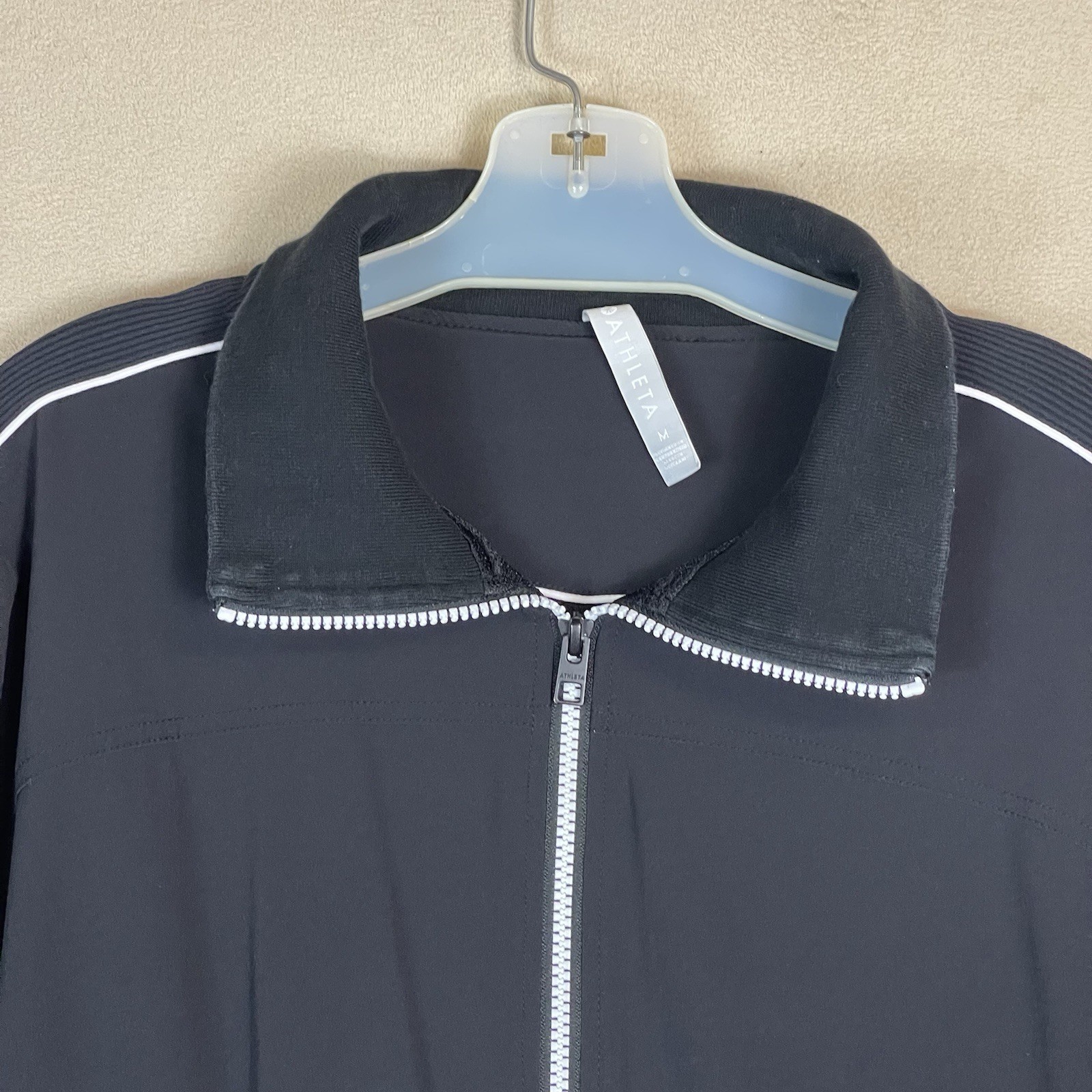 Athleta Jacket Womens M Black Brooklyn Track Full Zip Bomber Athletic High Neck