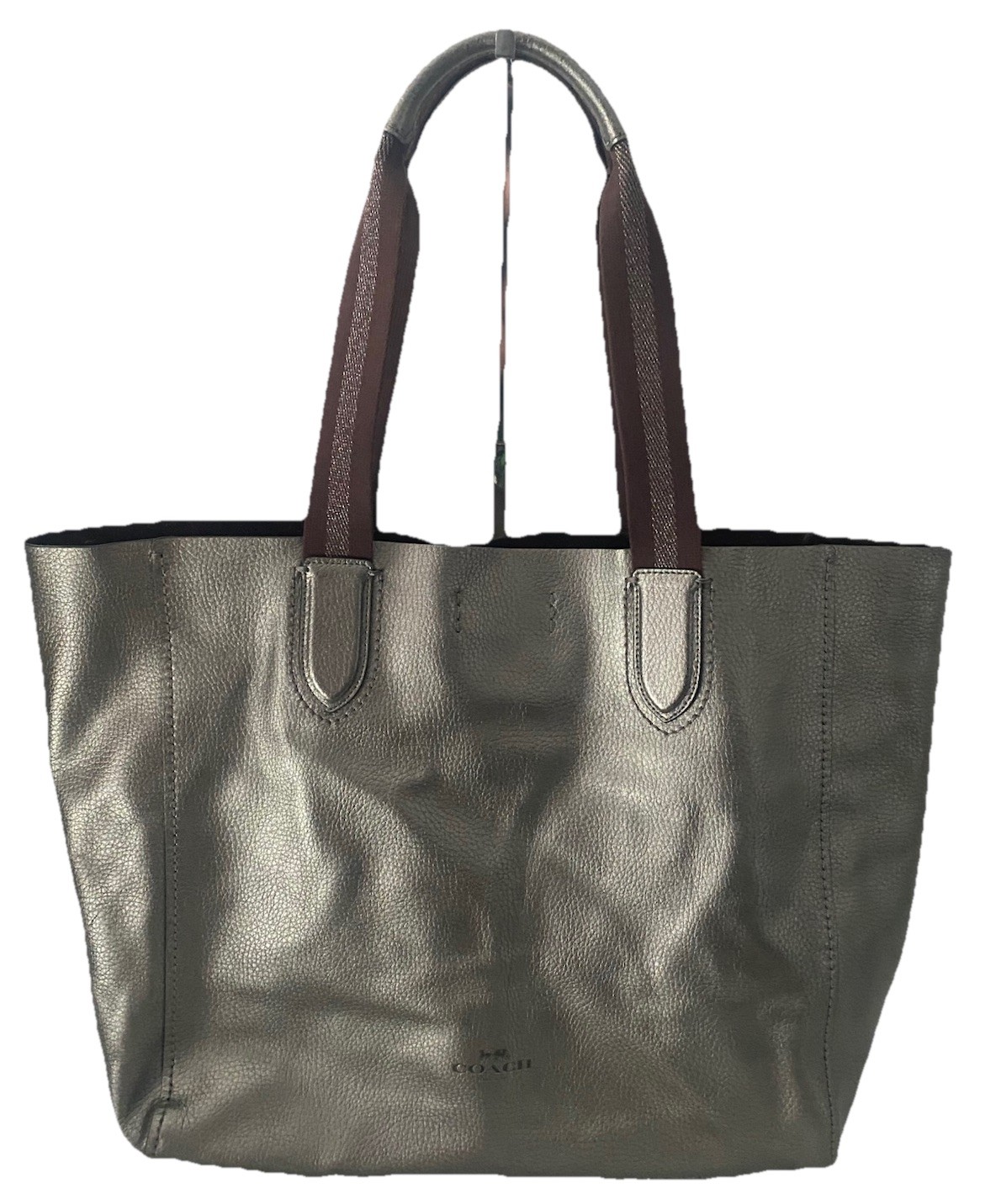 Coach Leather Derby Tote Shoulder Bag Large F59388 Metallic