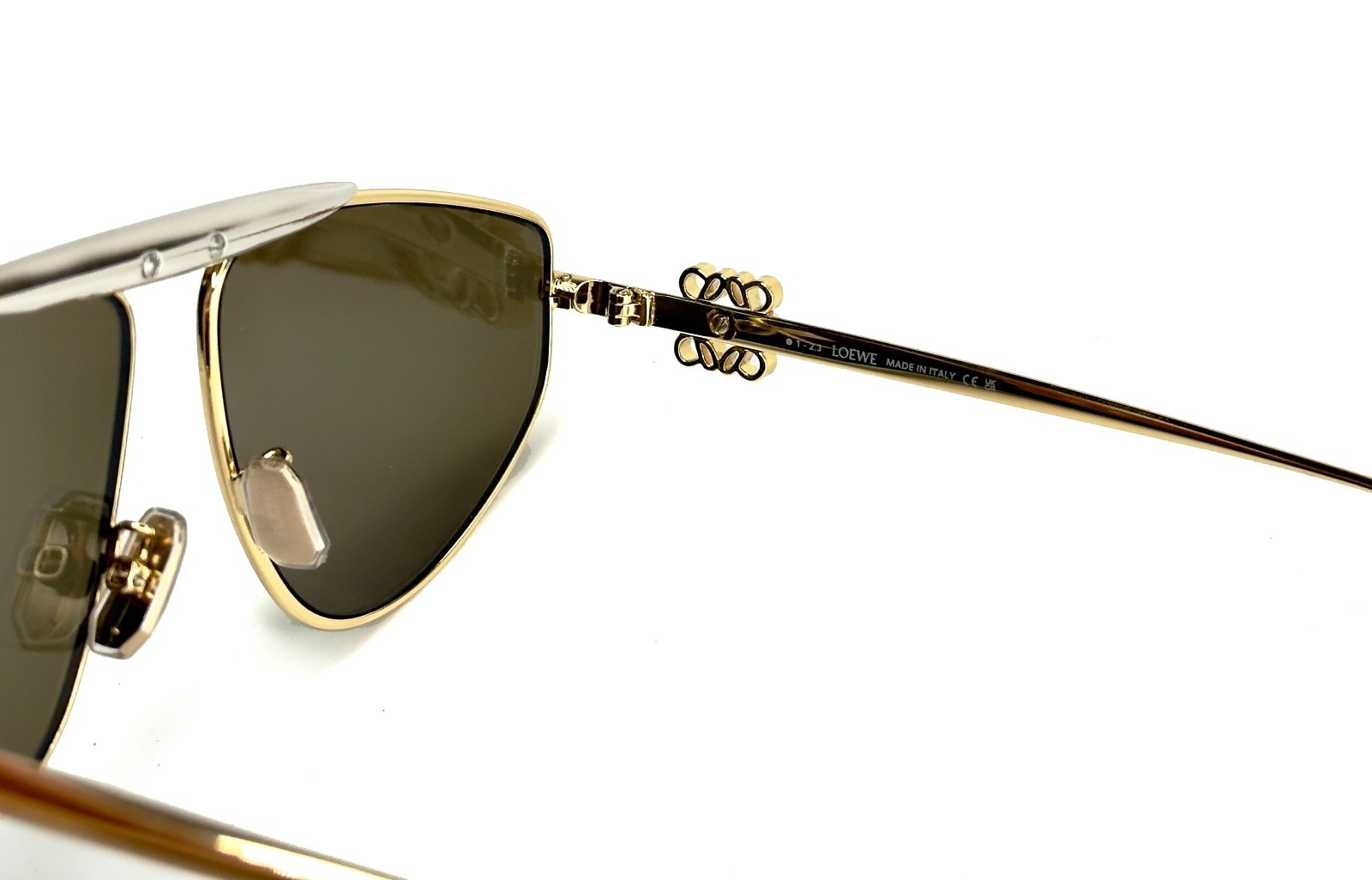 LOEWE LW40116U 40116 Metal 3D ANAGRAM Mask White Gold Mirrored Sunglass 25G