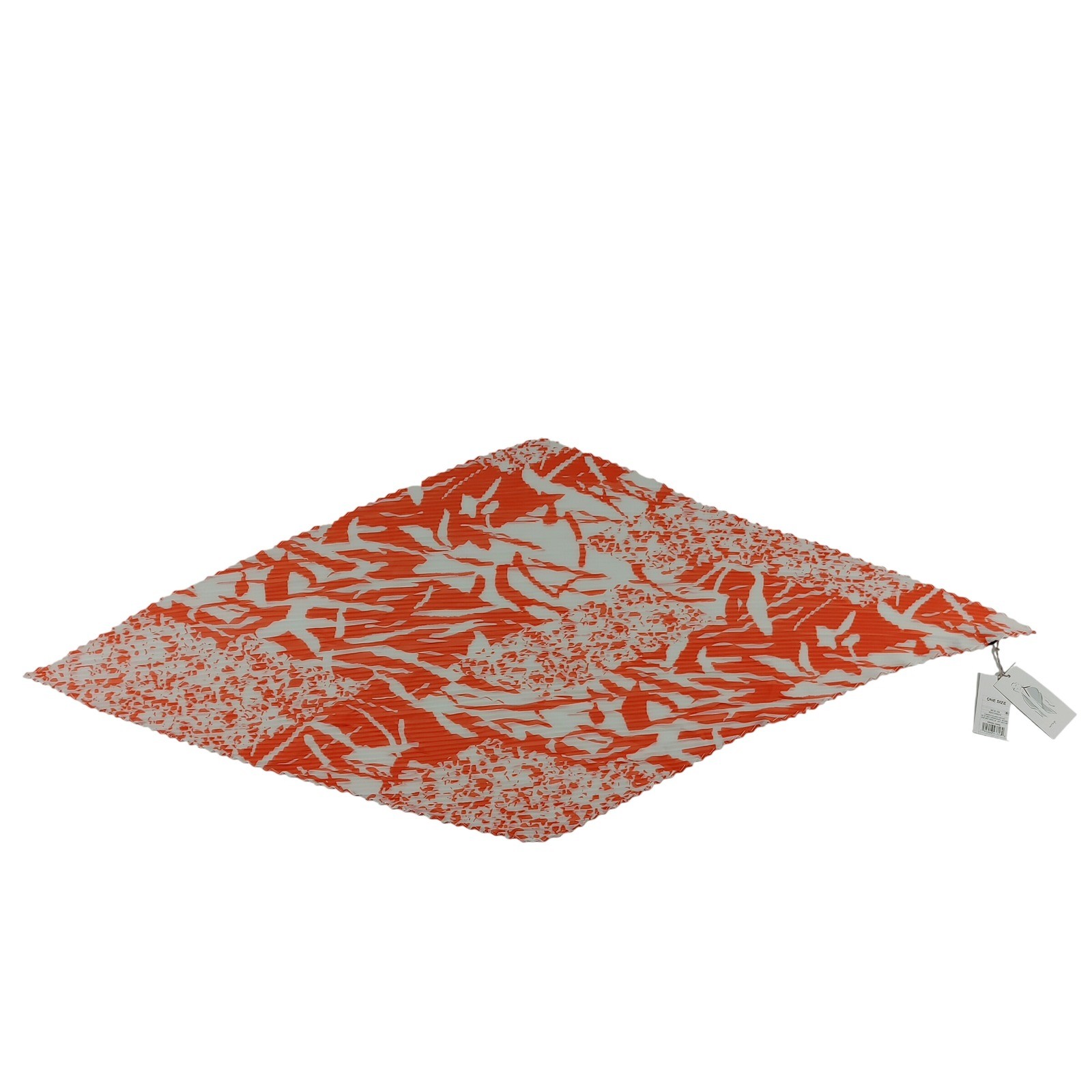 A New Day Pleated Scarf Wrap Orange White Abstract Print One Size Polyester