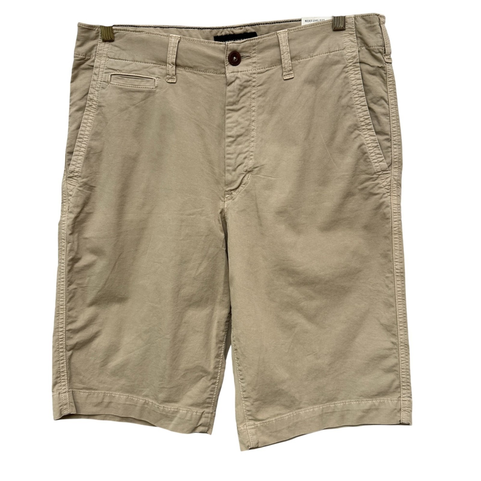 American Eagle Mens Shorts Next Level Flex Bermuda Khaki Tan Size 31 NWT