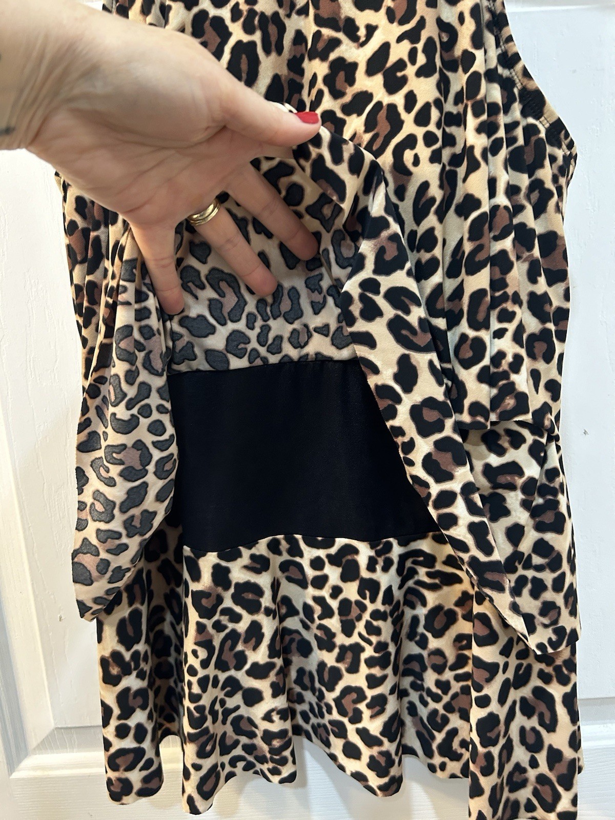 Dreamsuit by Miracle Brands Tiered Leopard Print Halter Swim Top Sz 14 Ruffled