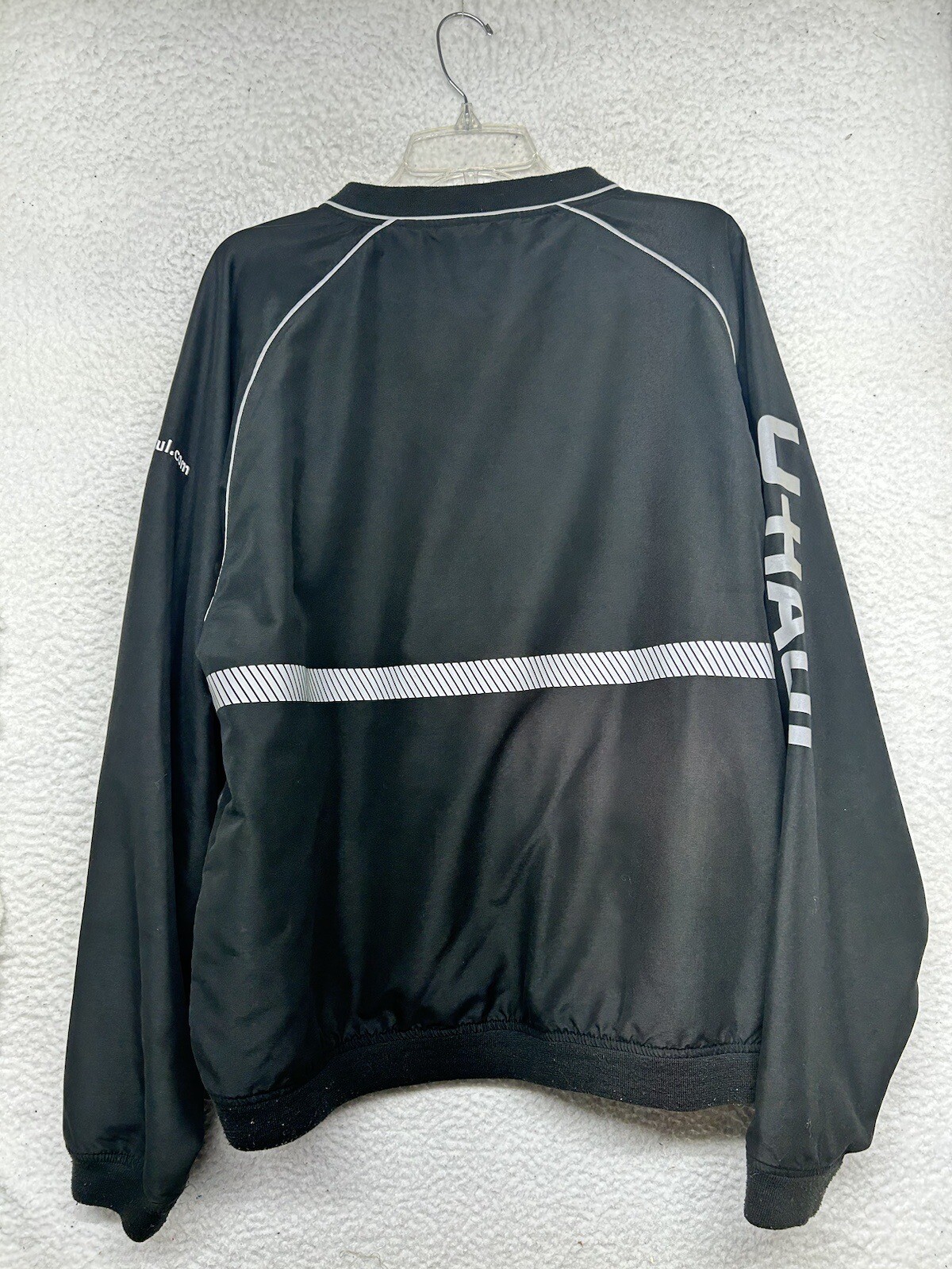 U-Haul Windbreaker Jacket Mens Large Black V Neck Long Sleeve Pullover Employee