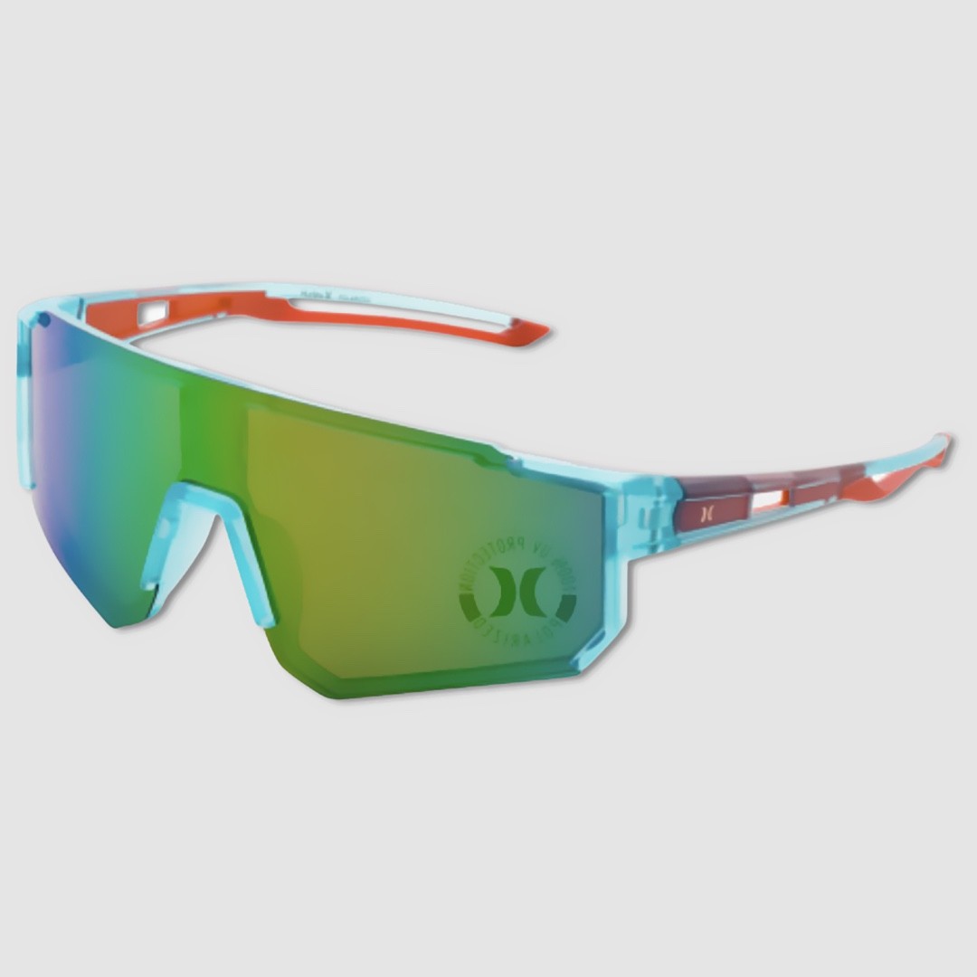 Hurley Semi-Rim Shield Polarized Sunglasses NWT Blue / Rainbow – #49186-SUN3