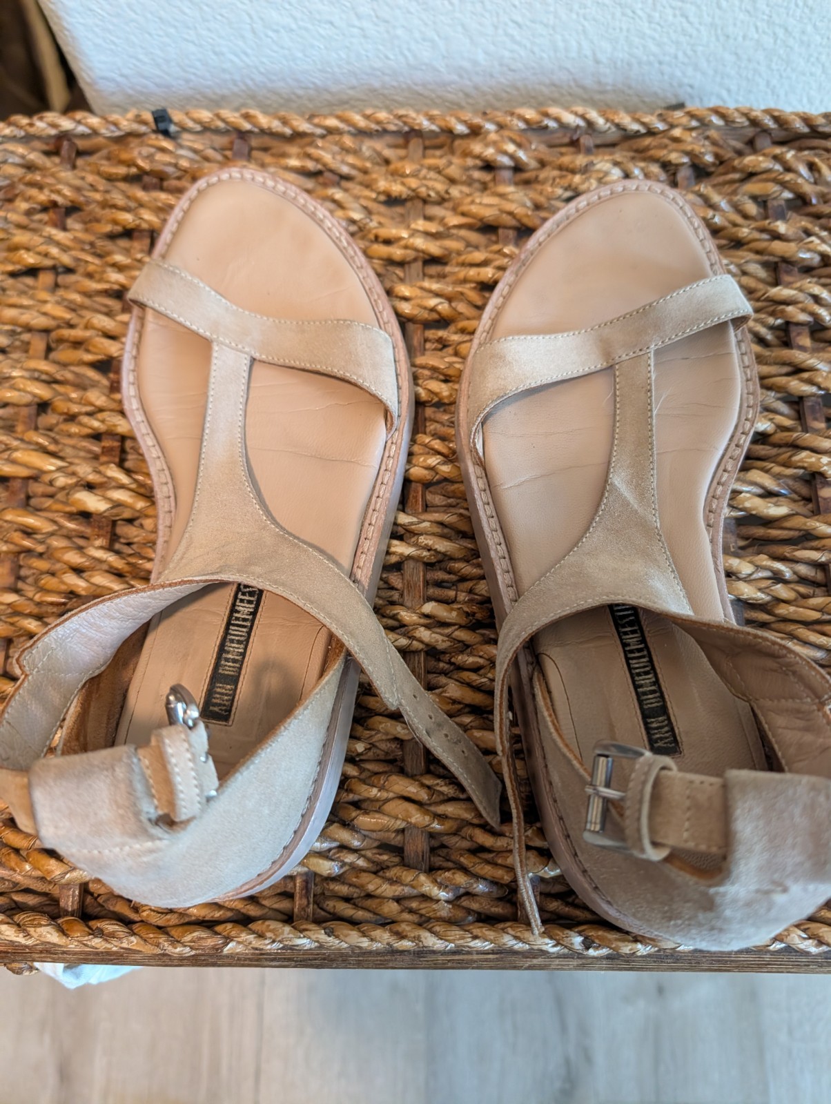 Ann Demeulemeester 36 1/2 Beige Leather Sandals Made In Italy