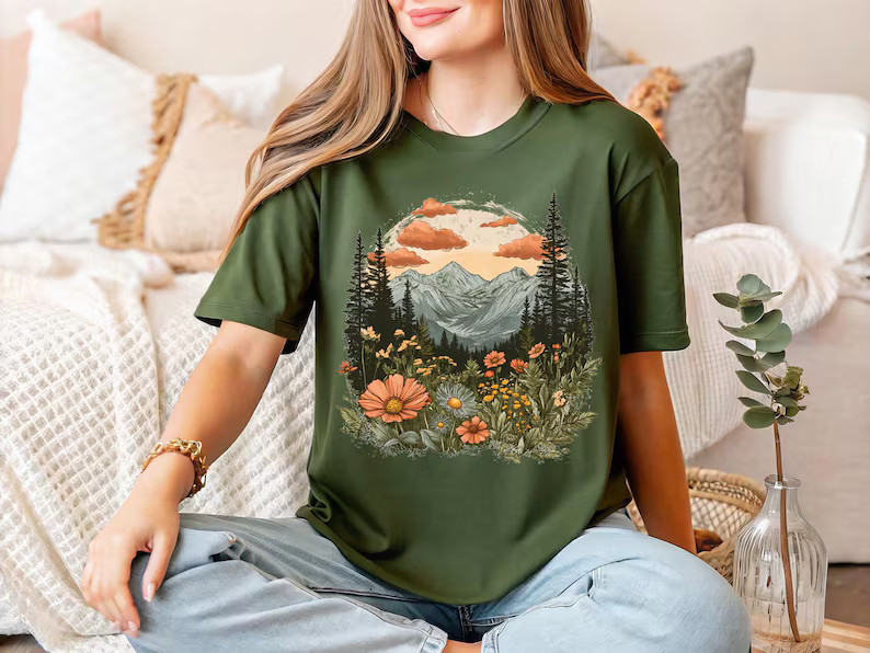 Mountain Wildflower Comfort Tee Nature Outdoor Camp