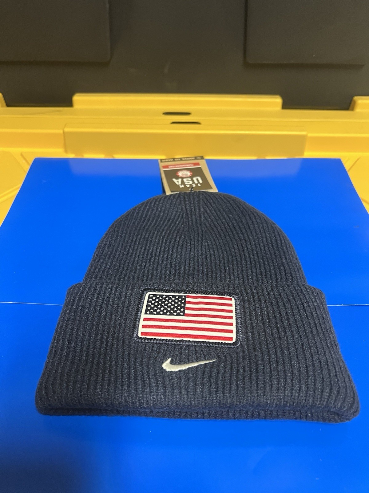 Nike Team USA Olympics Peak Beanie Knit Navy Blue Unisex One Size IB7476-469